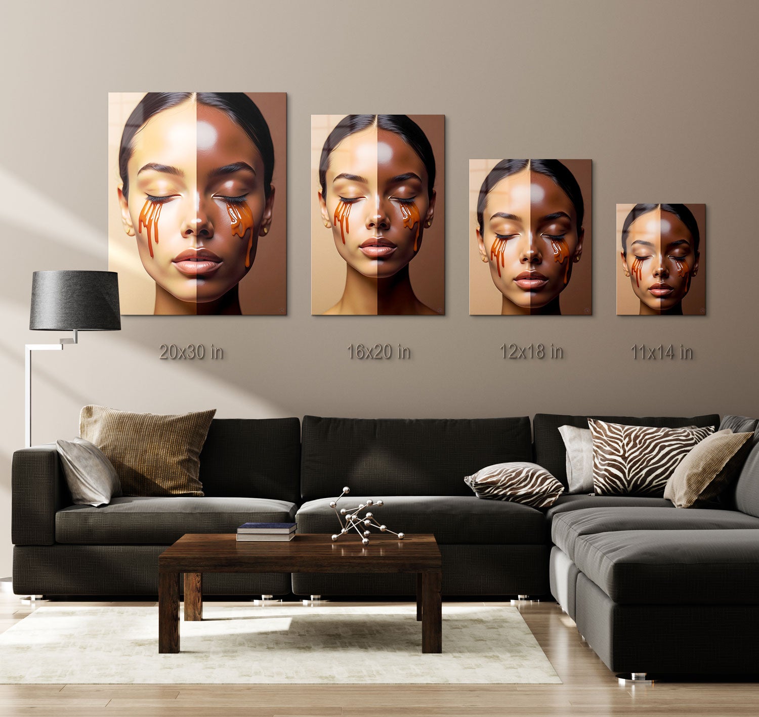 Perfect for modern spaces, it captures the essence of balance and unity in diversity.