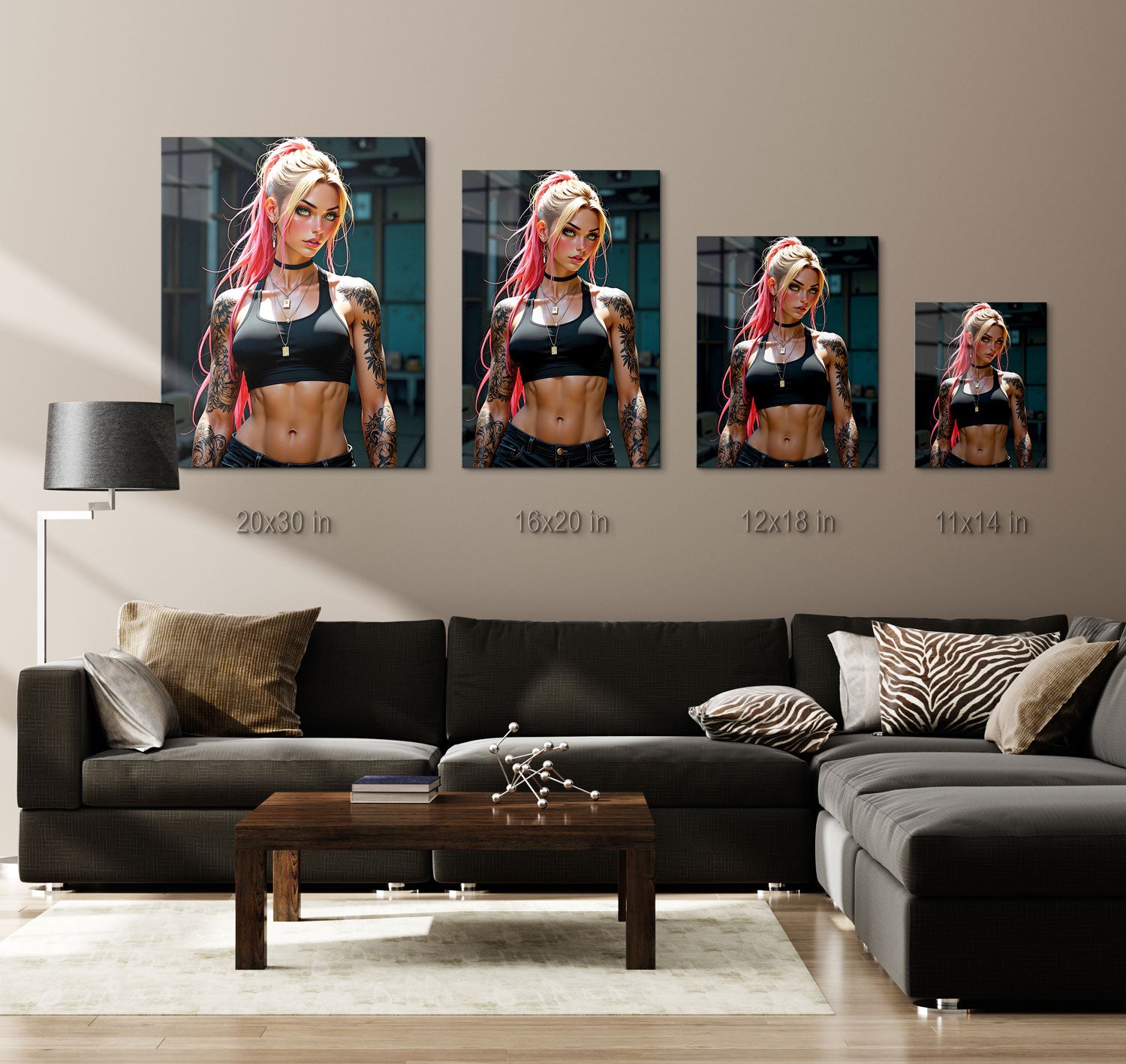 The urban, shadowed background contrasts with her fierce presence, highlighting the tension between control and chaos. "Ink and Fire" is a celebration of fierce independence, blending artistry with strength, making it a statement of passion, rebellion, and personal power.