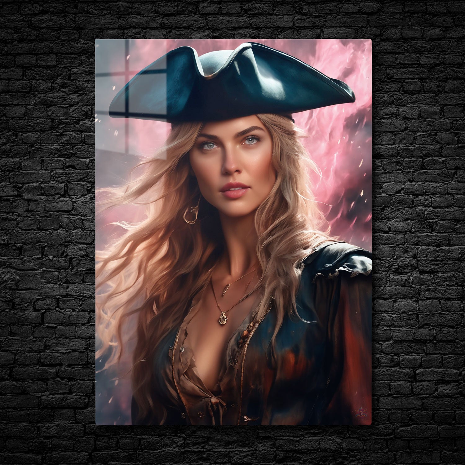 In "Captain of the Tempest," a fearless and striking figure emerges from the swirling chaos of the storm, her presence commanding and unshakable.