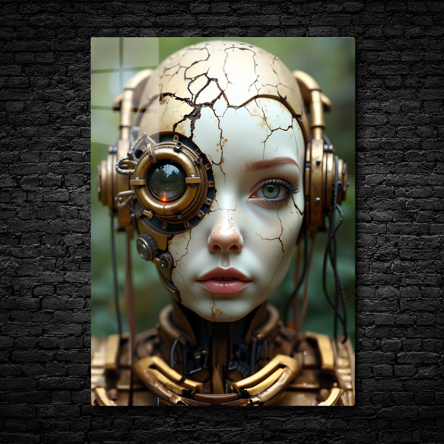 In "Fractured Automaton," the delicate balance between humanity and machine is depicted in stunning, intricate detail.