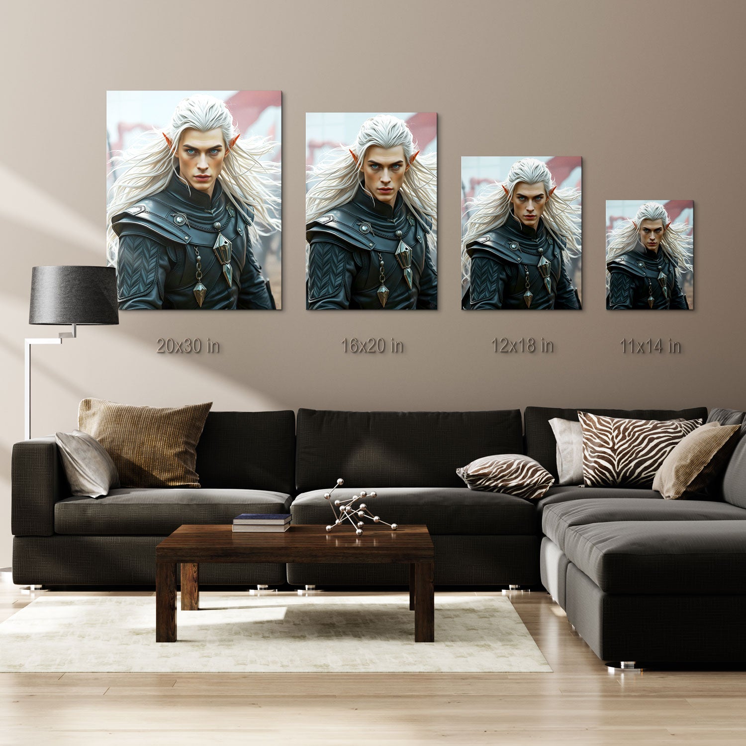 The elaborate talismans hanging from his chest symbolize his ancient lineage and mastery over mystical forces, while his pointed ears and ethereal presence suggest a connection to realms beyond the mortal world.