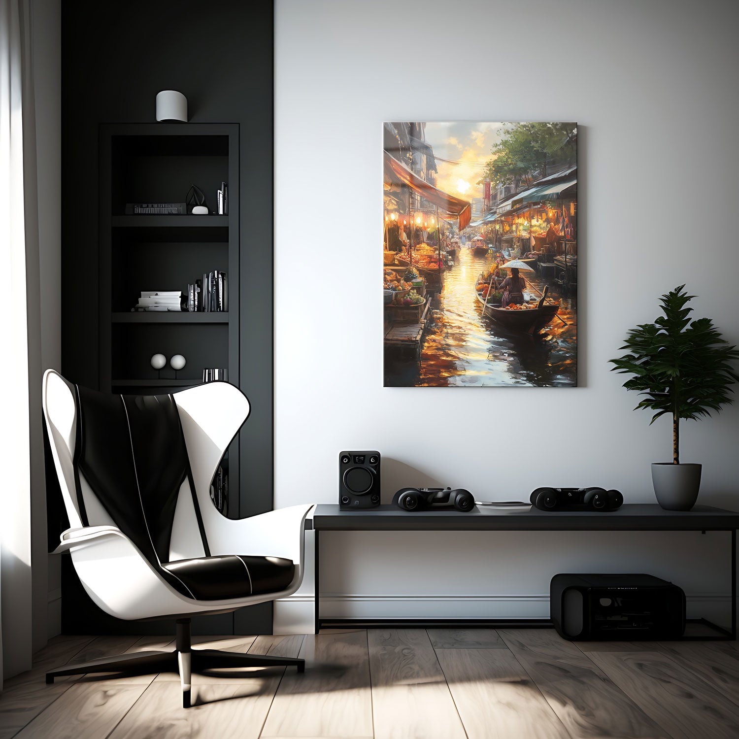 The market is alive with the warmth of evening trade, where vendors sell fresh produce and colorful wares to a steady flow of customers.