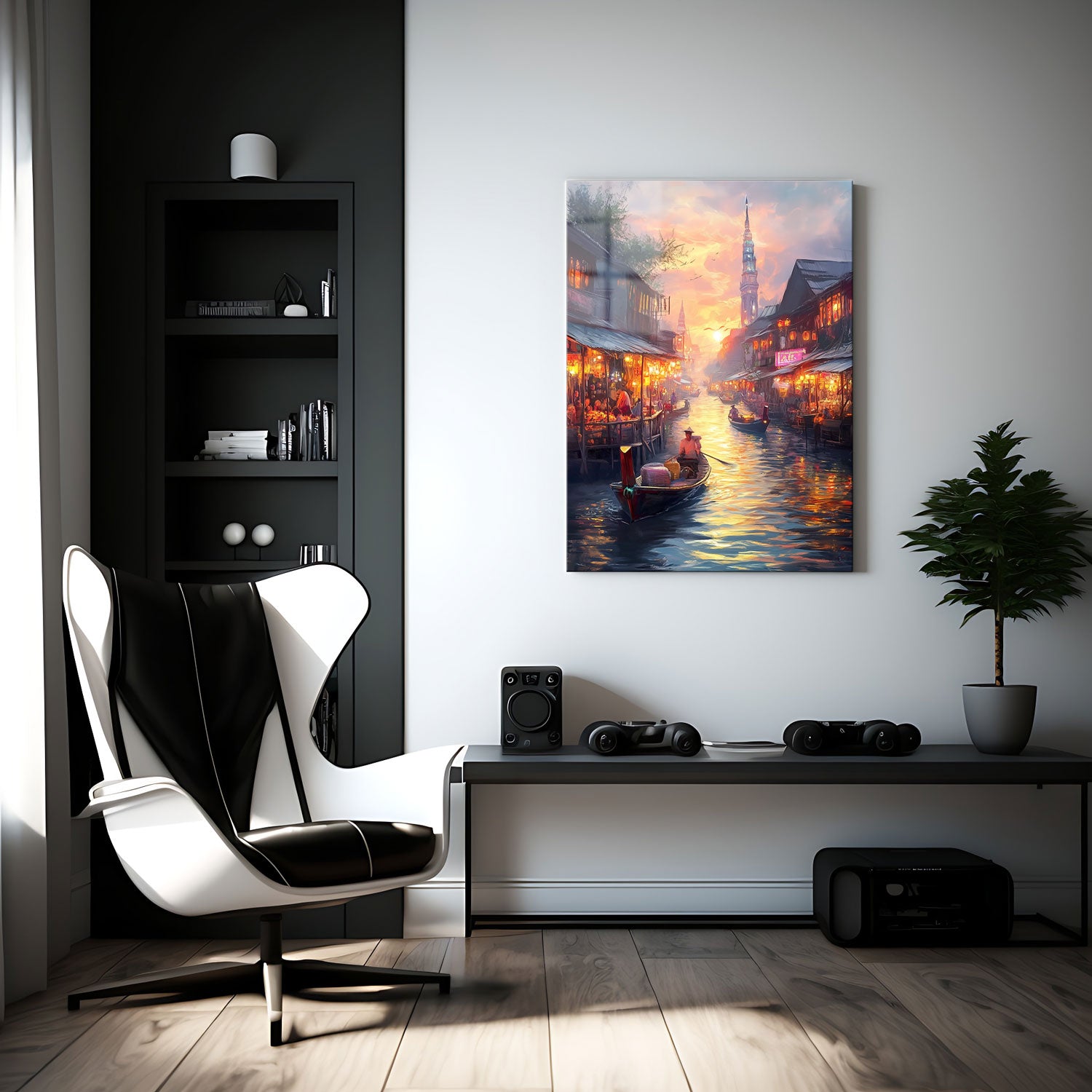 In the distance, towering spires rise, silhouetted against the fiery sky, evoking a sense of timelessness and culture.