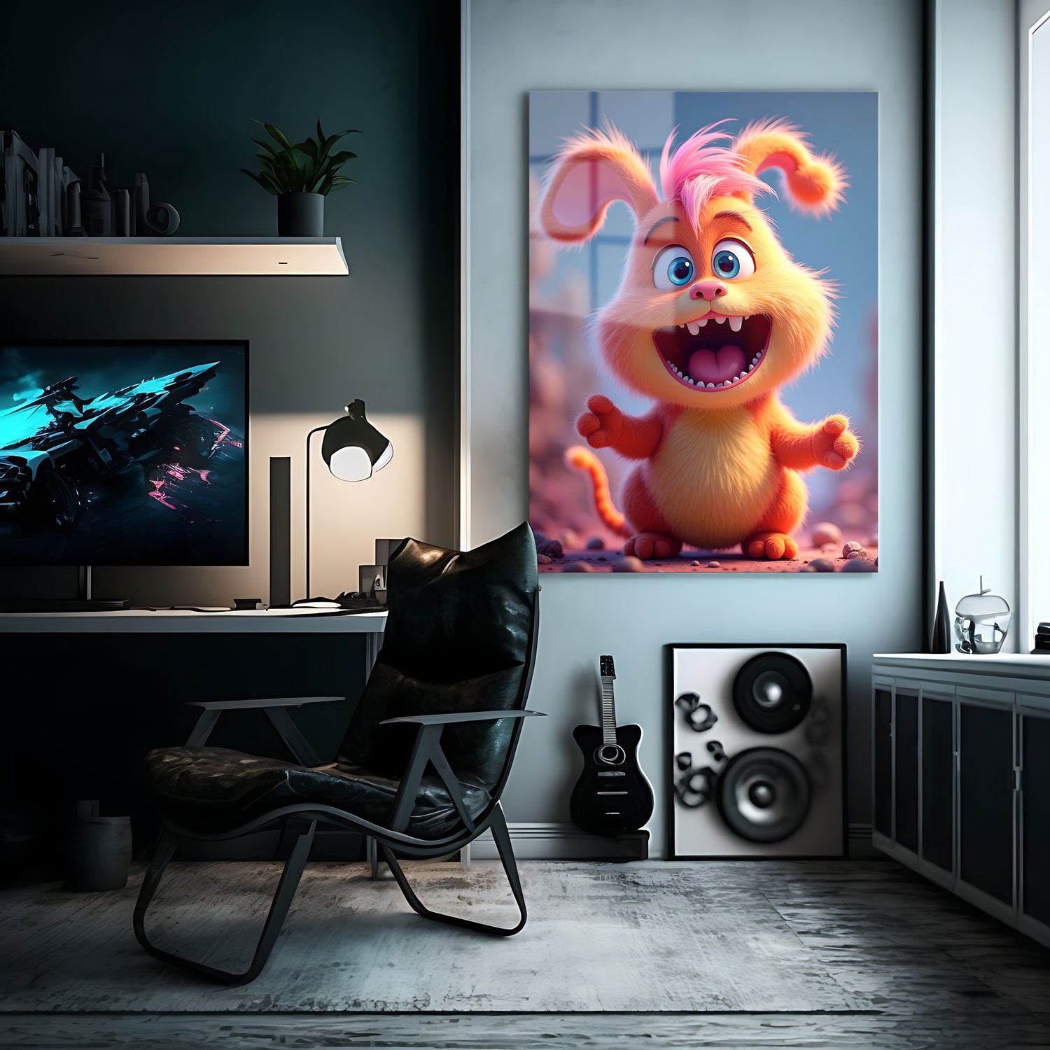 Its wide, gleeful eyes and big toothy grin showcase a spirit of pure fun and mischief.