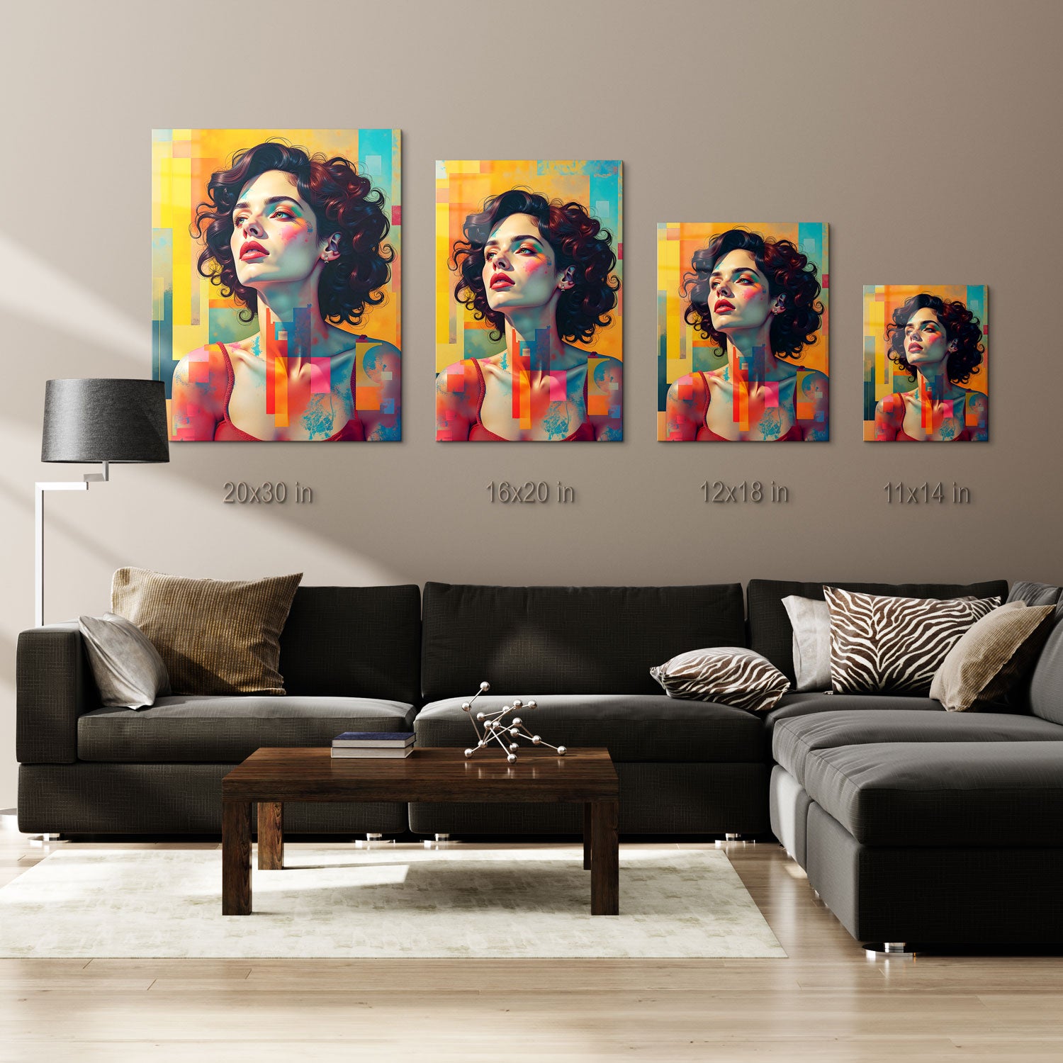 The vibrant hues of orange, teal, and pink are a visual metaphor for the complexity of emotion and creativity, evoking a sense of boldness and depth.