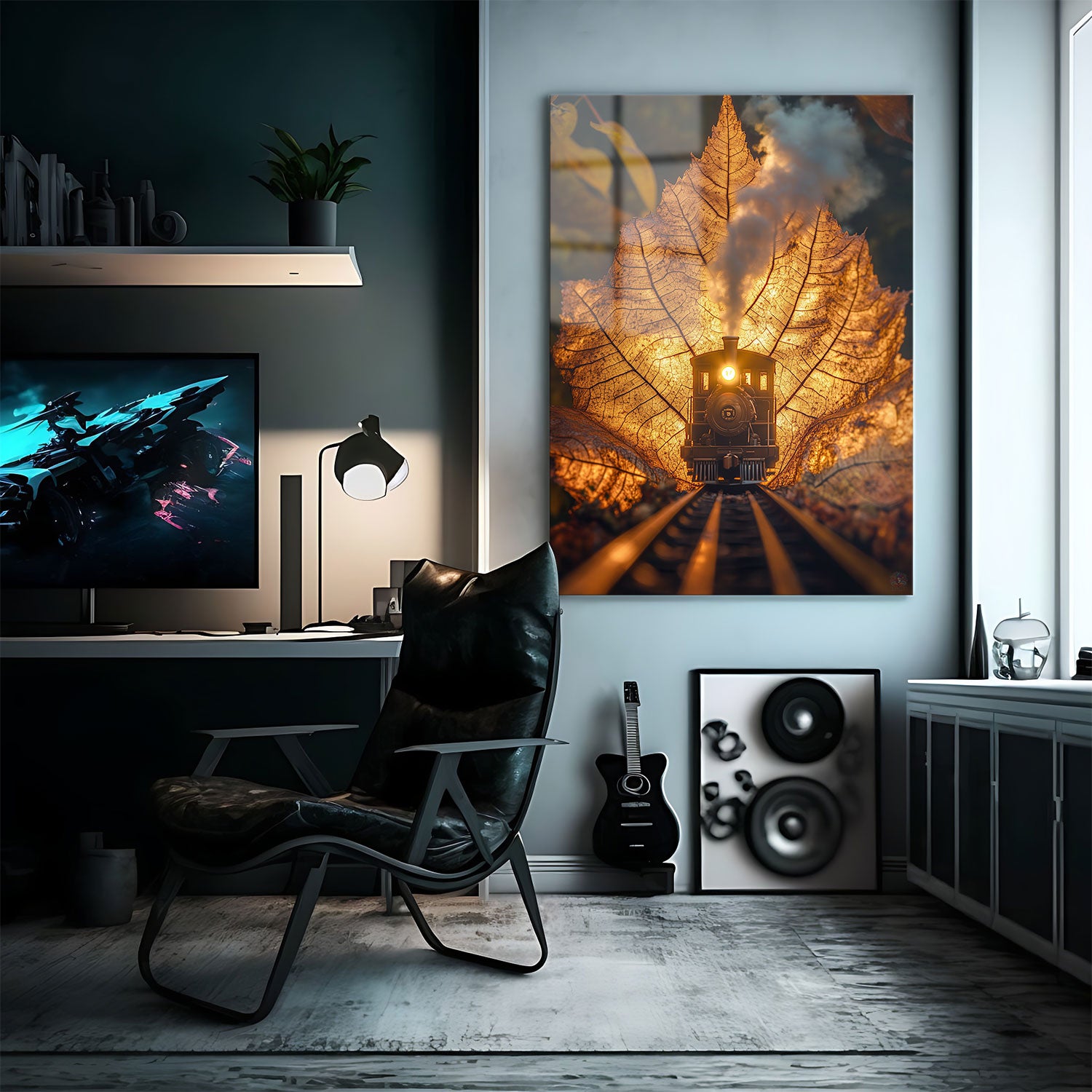 The steam billows softly from the locomotive, blending into the background, creating an almost magical atmosphere.