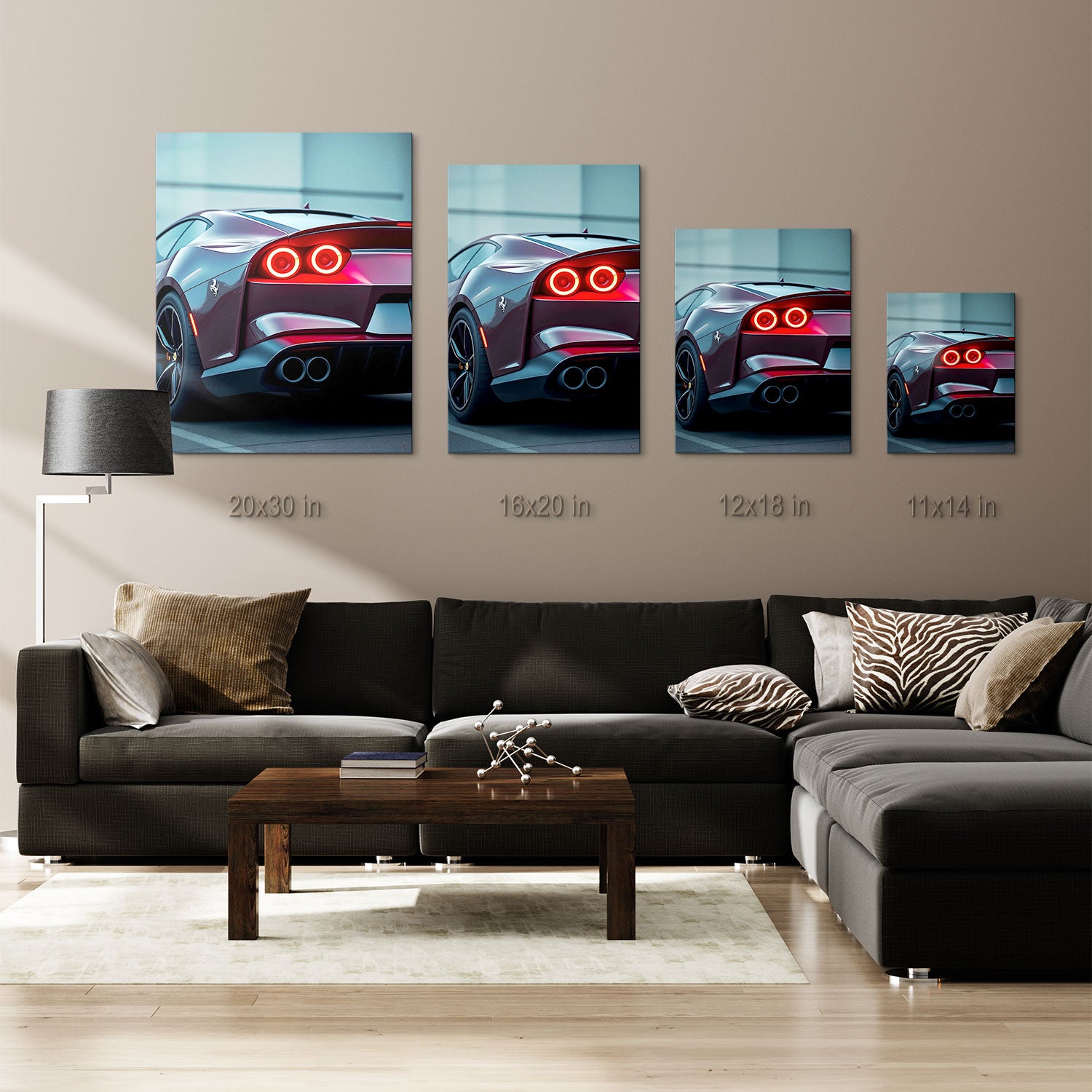 The signature emblem on the side hints at the car’s prestigious heritage, while the quad exhaust pipes promise a roar of unmatched intensity.