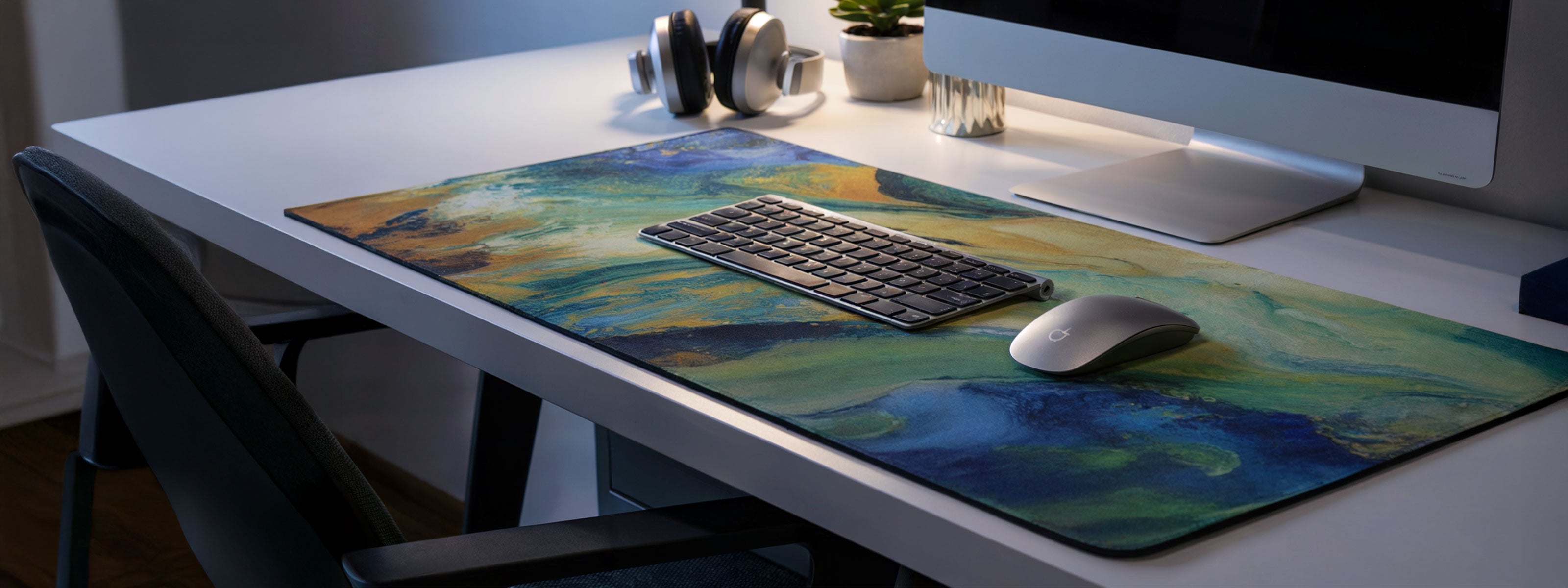 CRUART artistic desk mats and extended mouse pads with premium designs for gaming, office, and creative workspaces