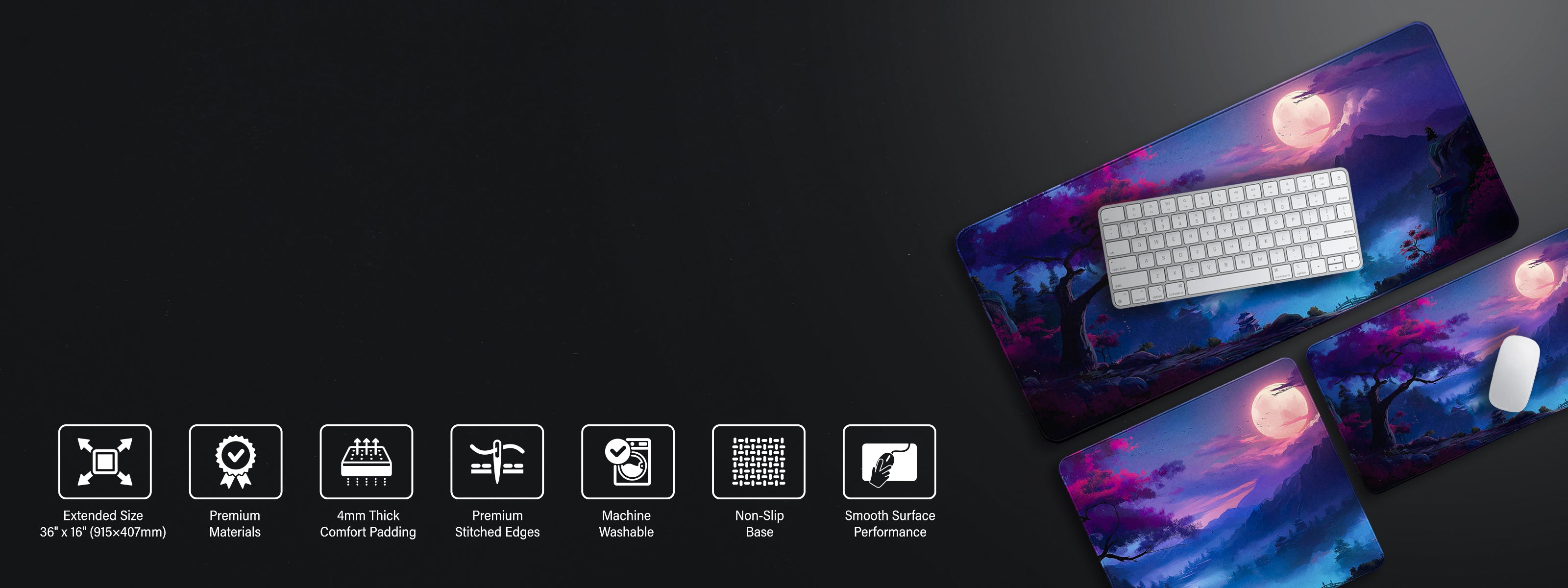 CRUART Extended Size Desk Mar, 4mm Thick Non-slip