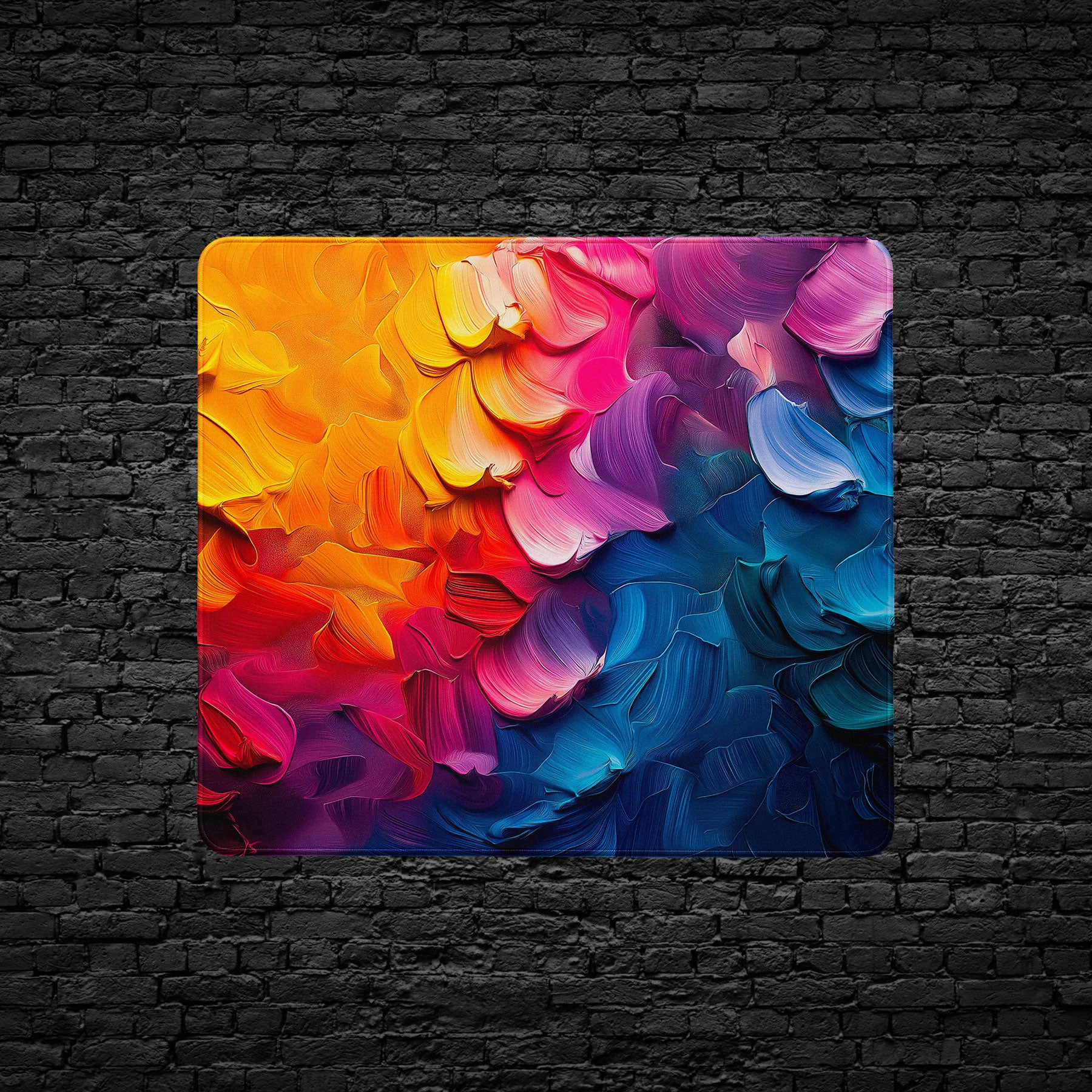Artistic desk mat with bold abstract brush stroke patterns 18in x 16in
