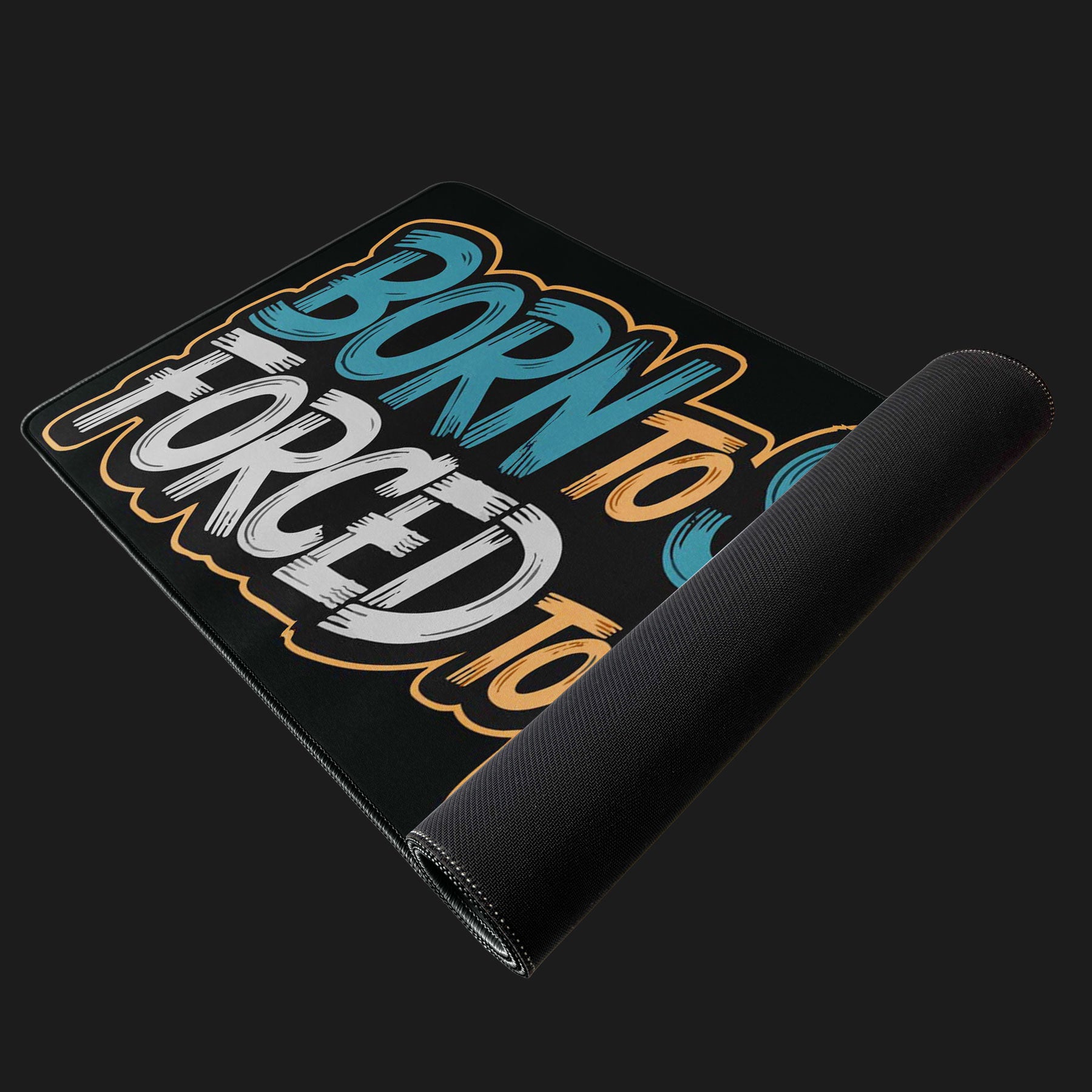Stylish printed desk mat with “Born to Sleep, Forced to Work” typography