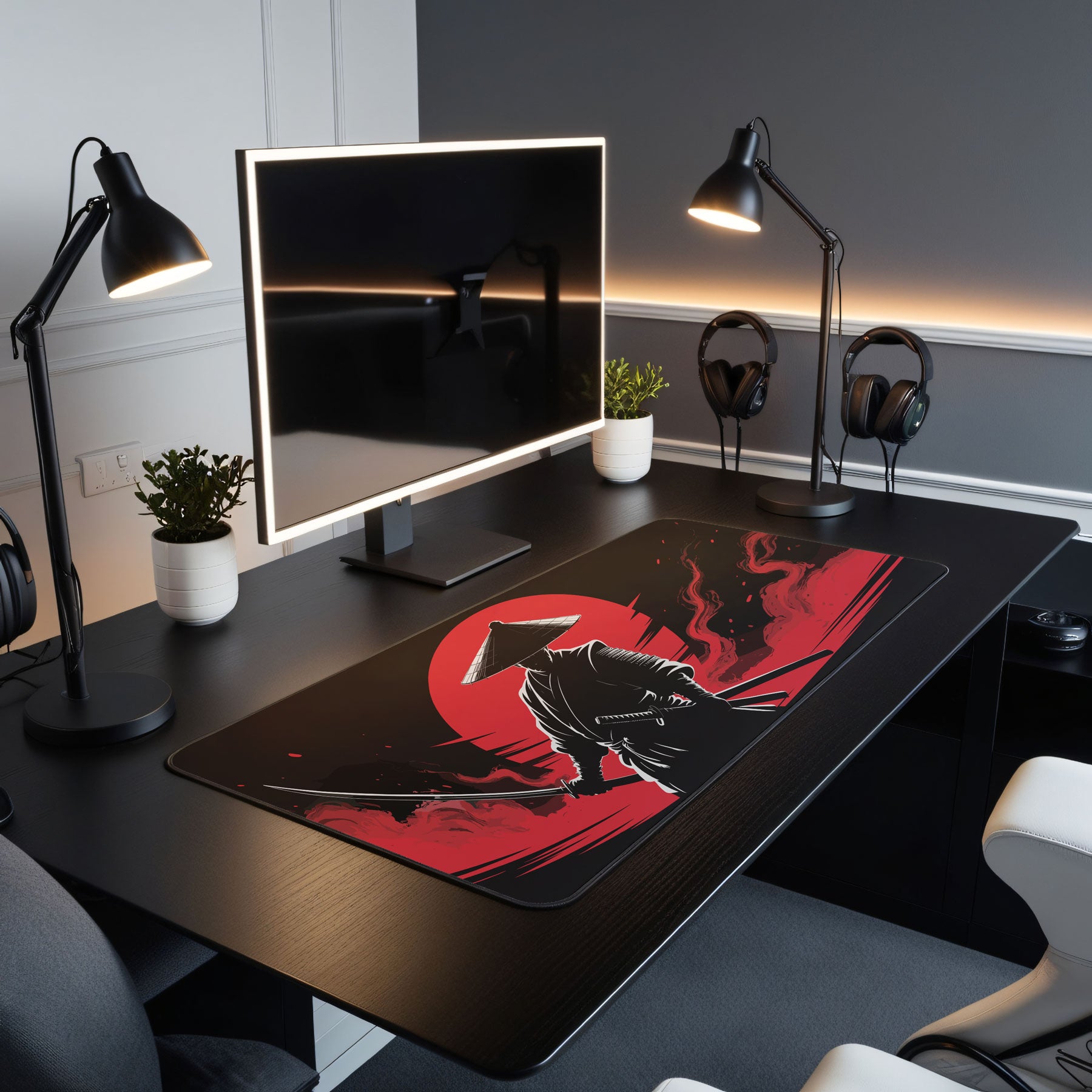 Samurai Desk Mat – Japanese Warrior Art Gaming & Office Mouse Pad