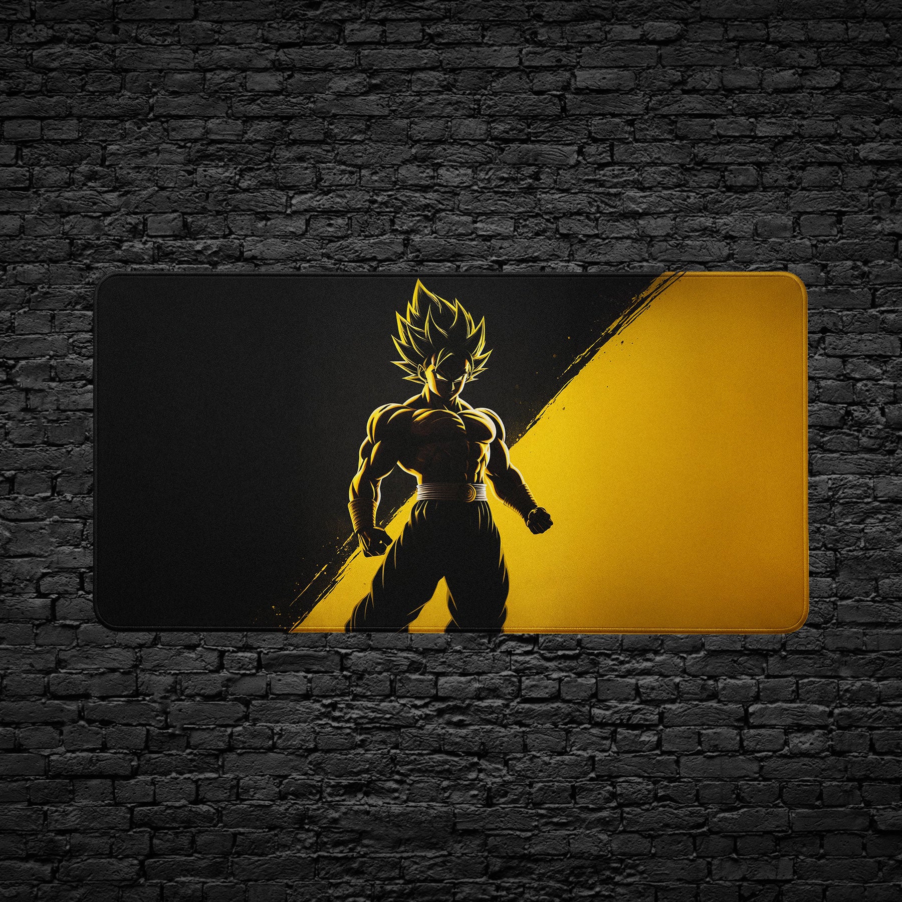 Gaming mouse pad featuring anime warrior with glowing hair