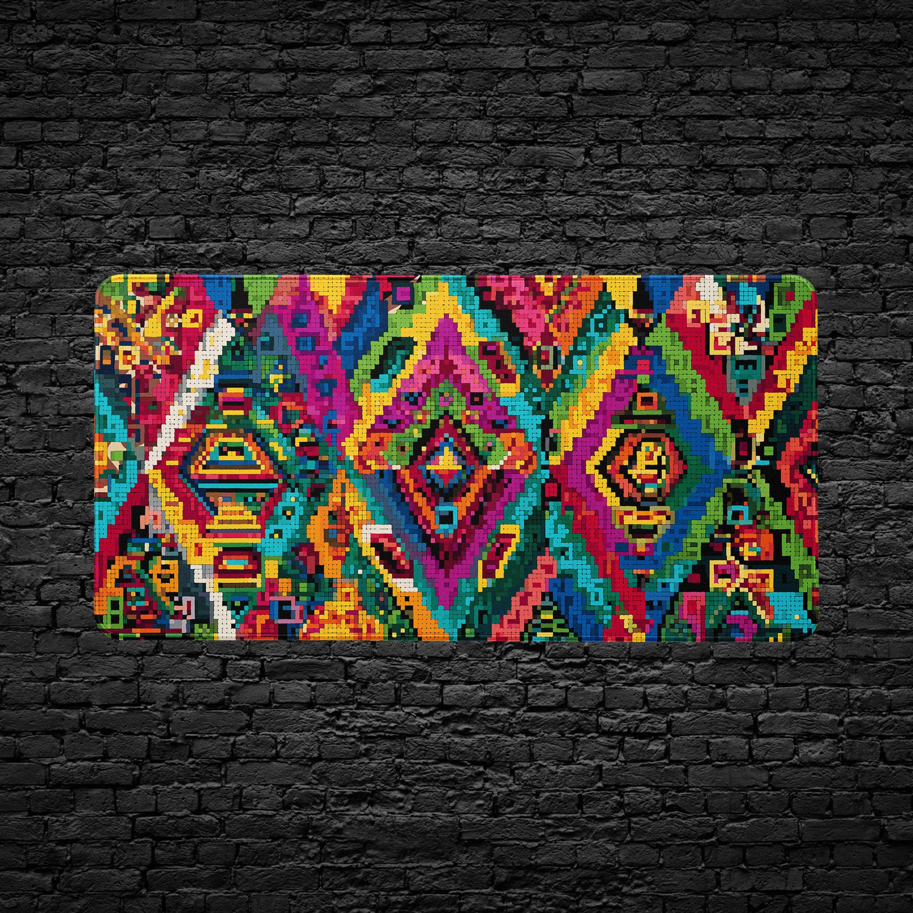 Vibrant extended mouse pad with Aztec design
