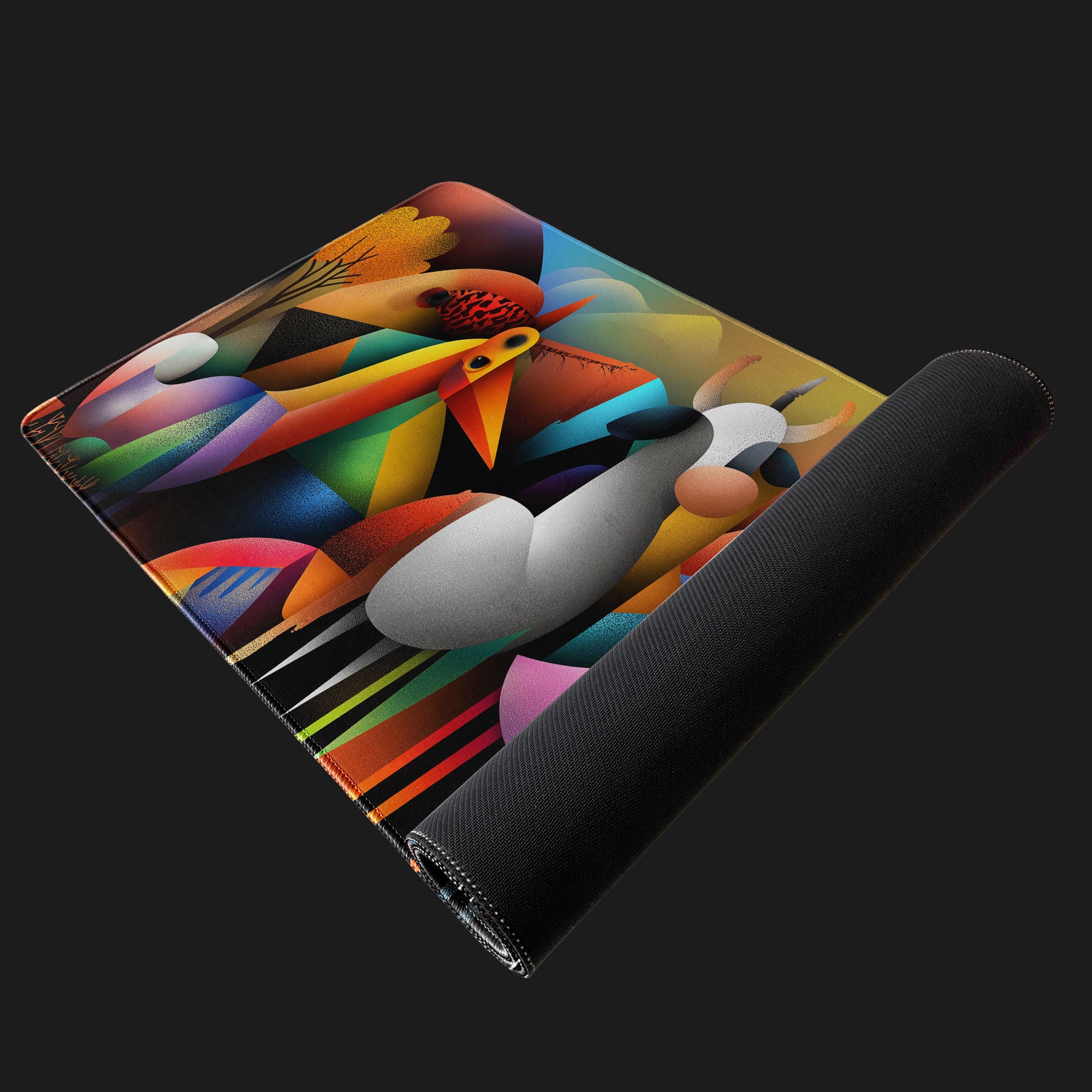 Extra-large abstract art desk mat for gaming and productivity setups
