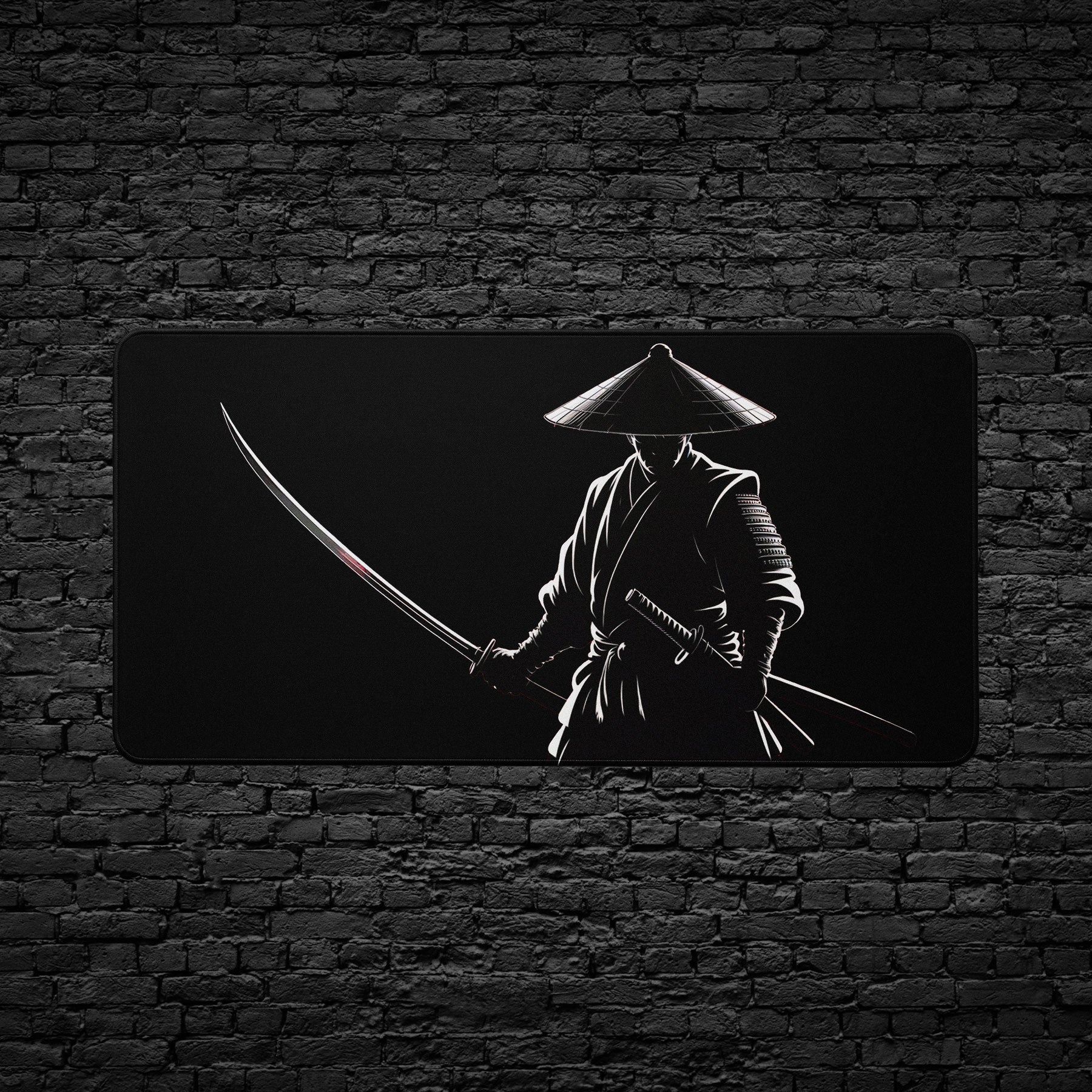 Artistic mouse pad with powerful samurai silhouette warrior design