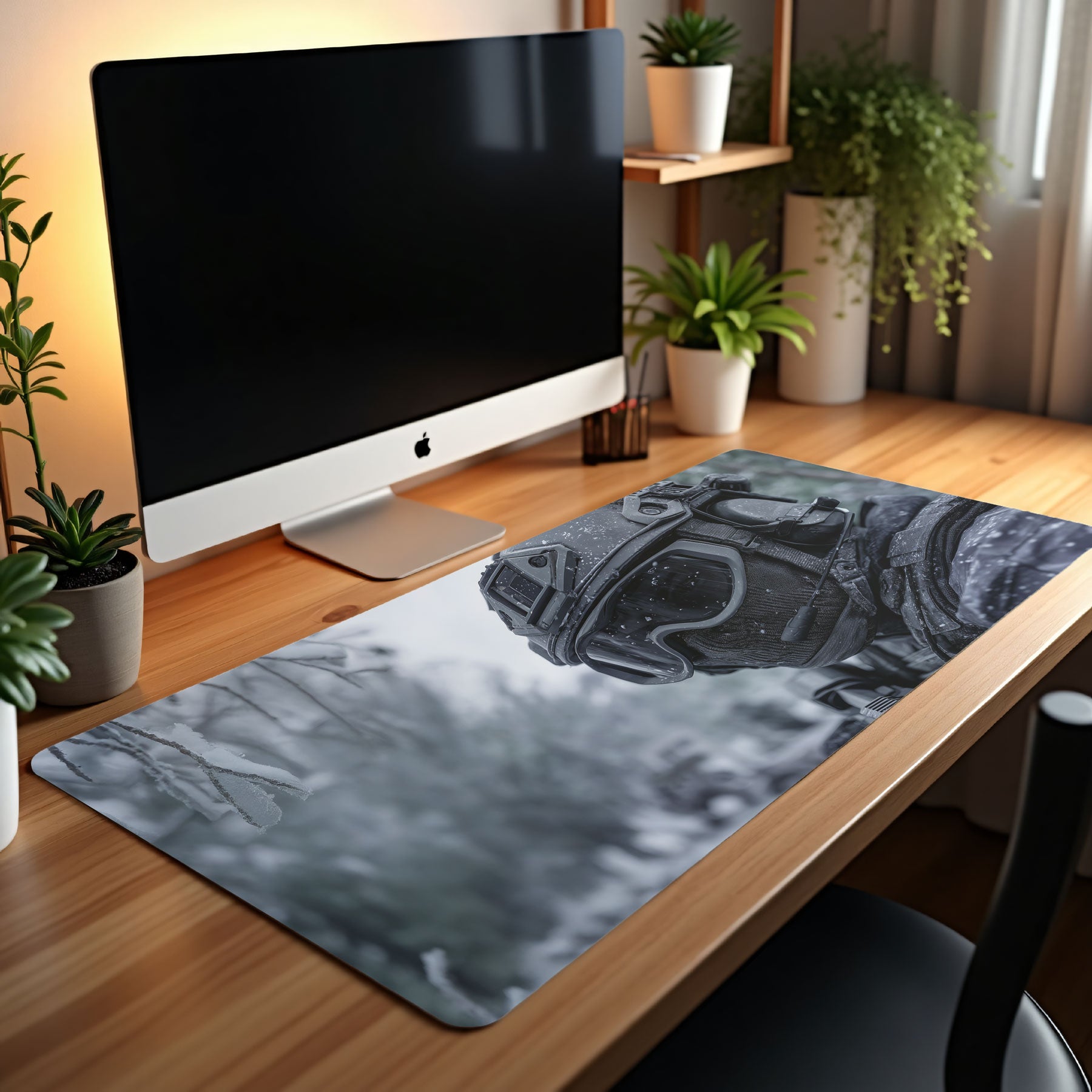 Extra-large mouse pad with special forces soldier winter illustration