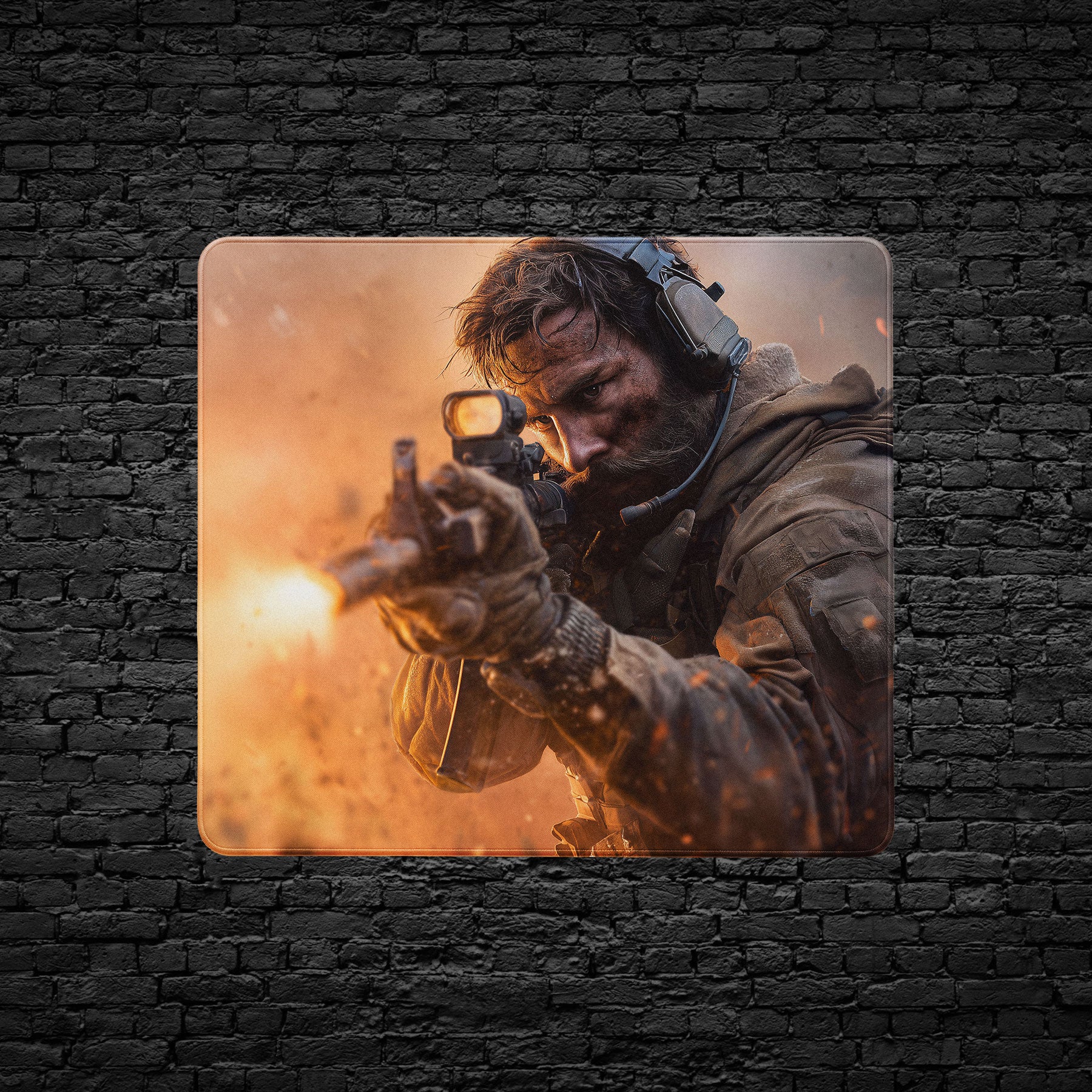 Explosive battle-themed desk mat for gamers and offices