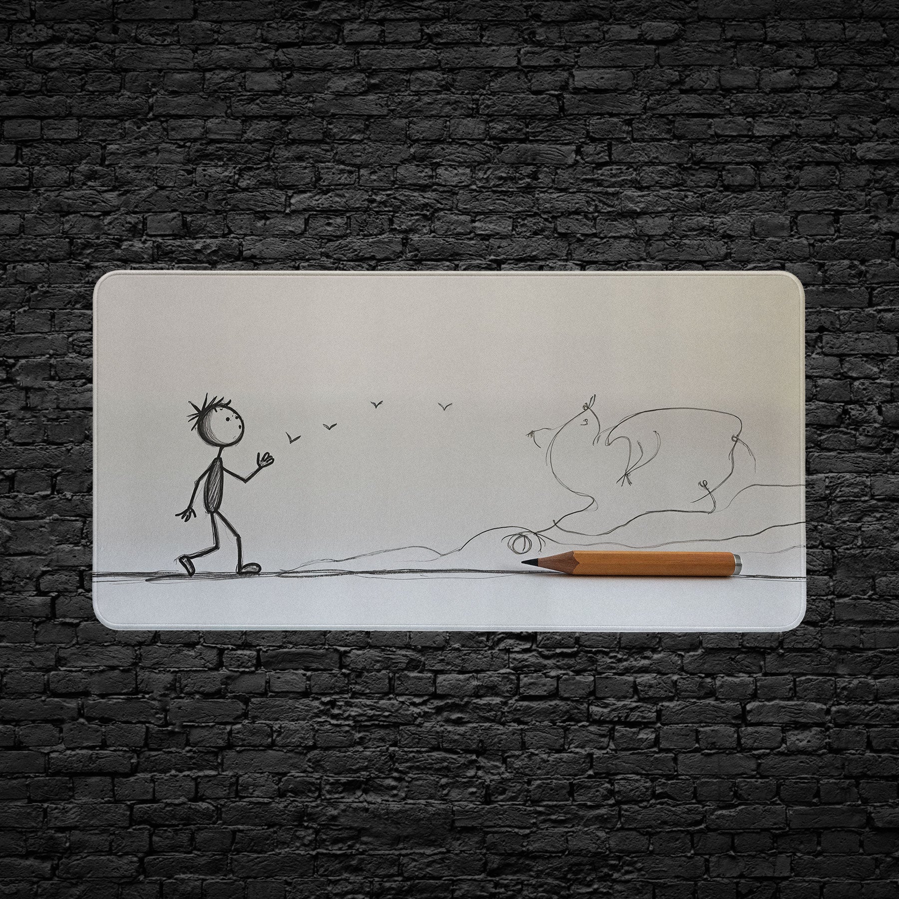 Pencil drawing inspired extended mouse pad