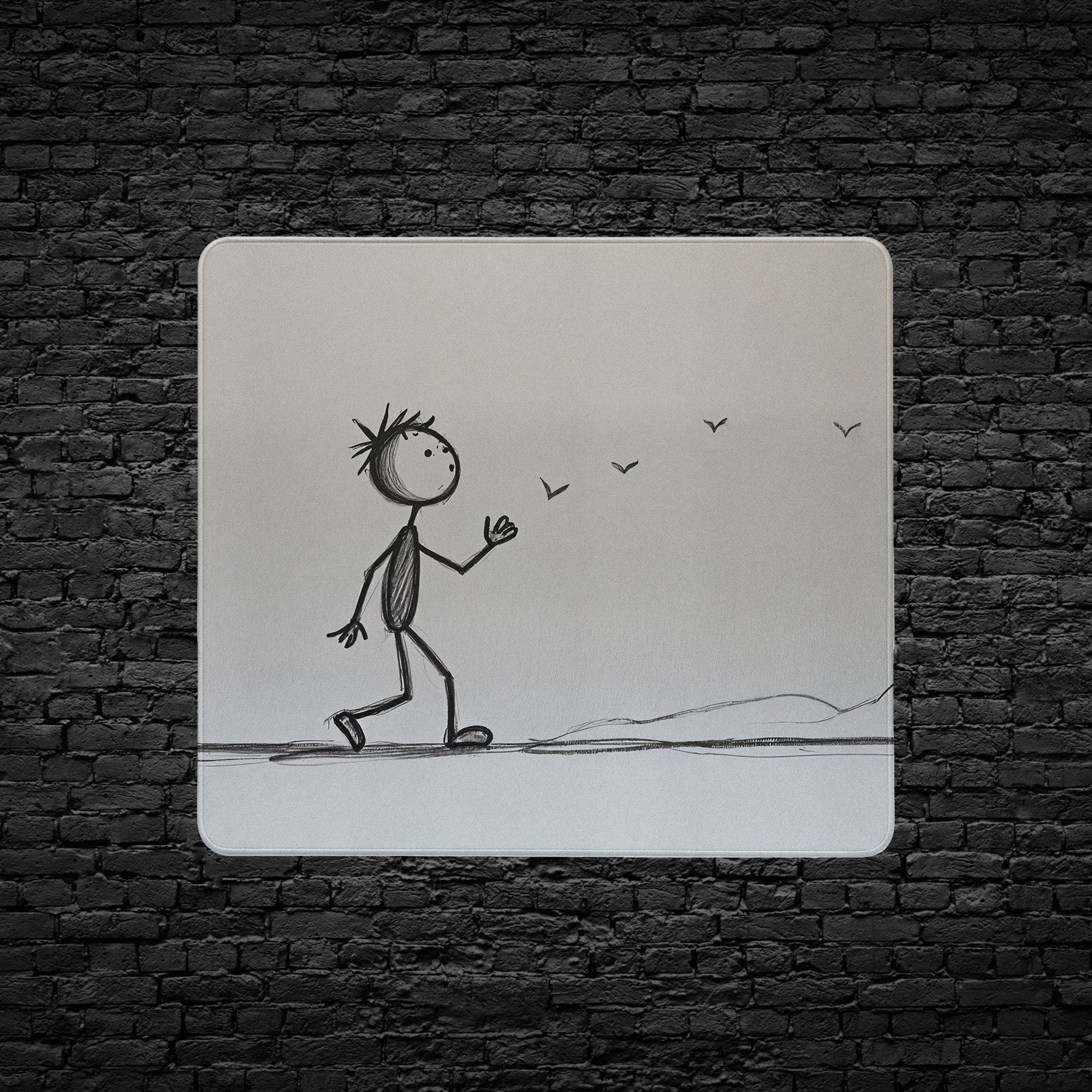 Creative desk mat with simple sketch illustration