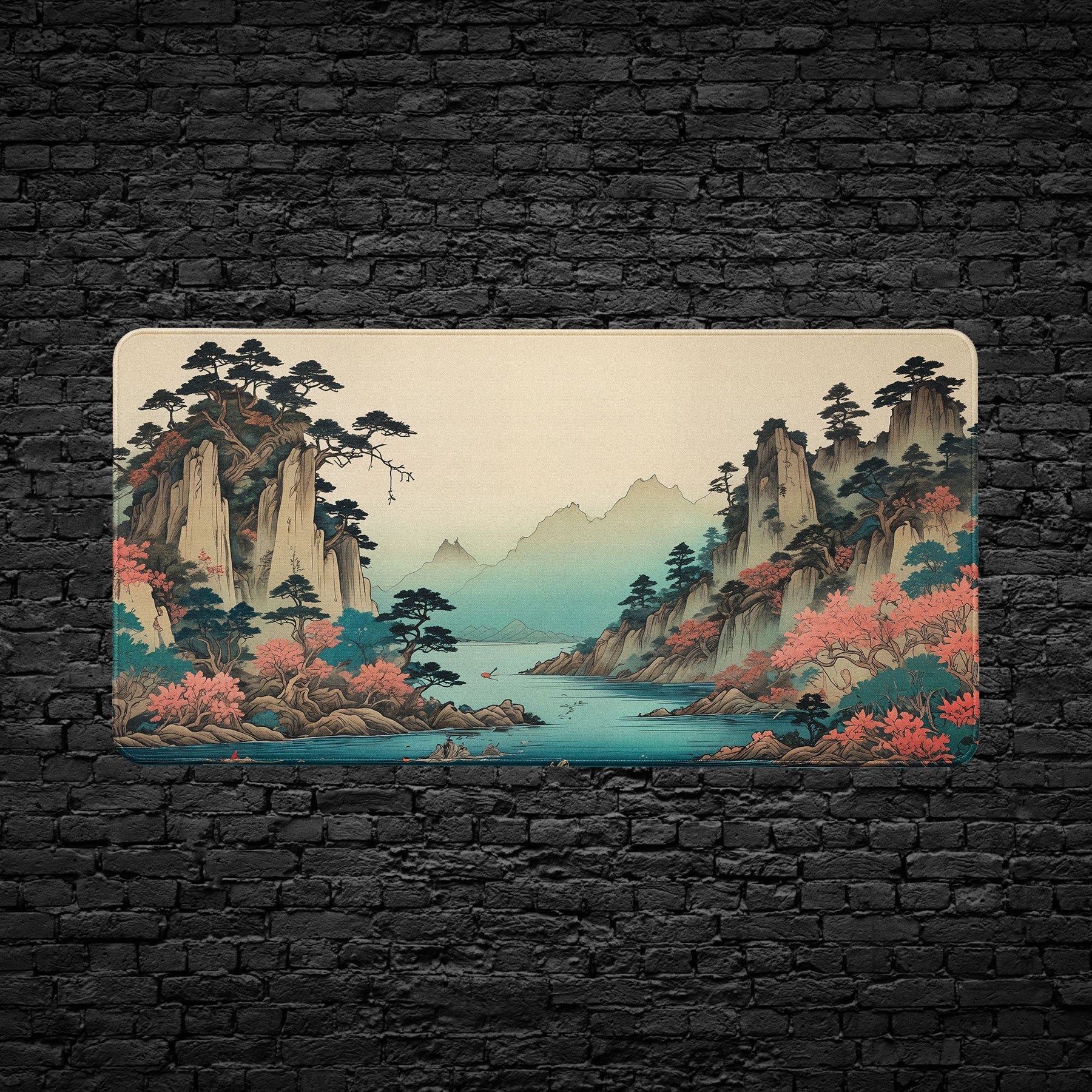 Tranquil mountain scene extended mouse pad