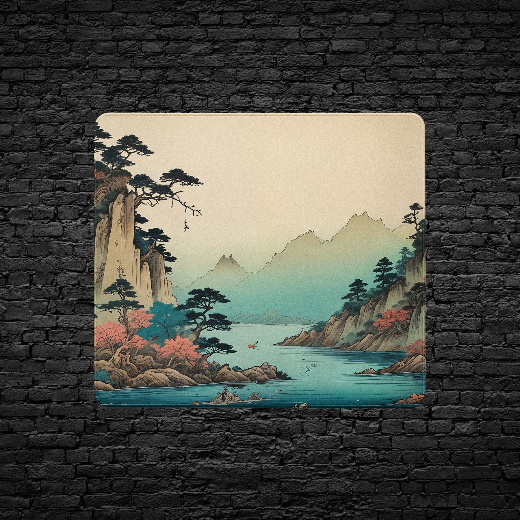 Japanese style nature artwork desk mat
