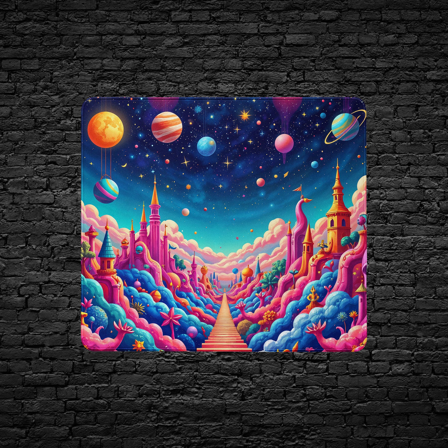 Vibrant galaxy-inspired gaming desk pad