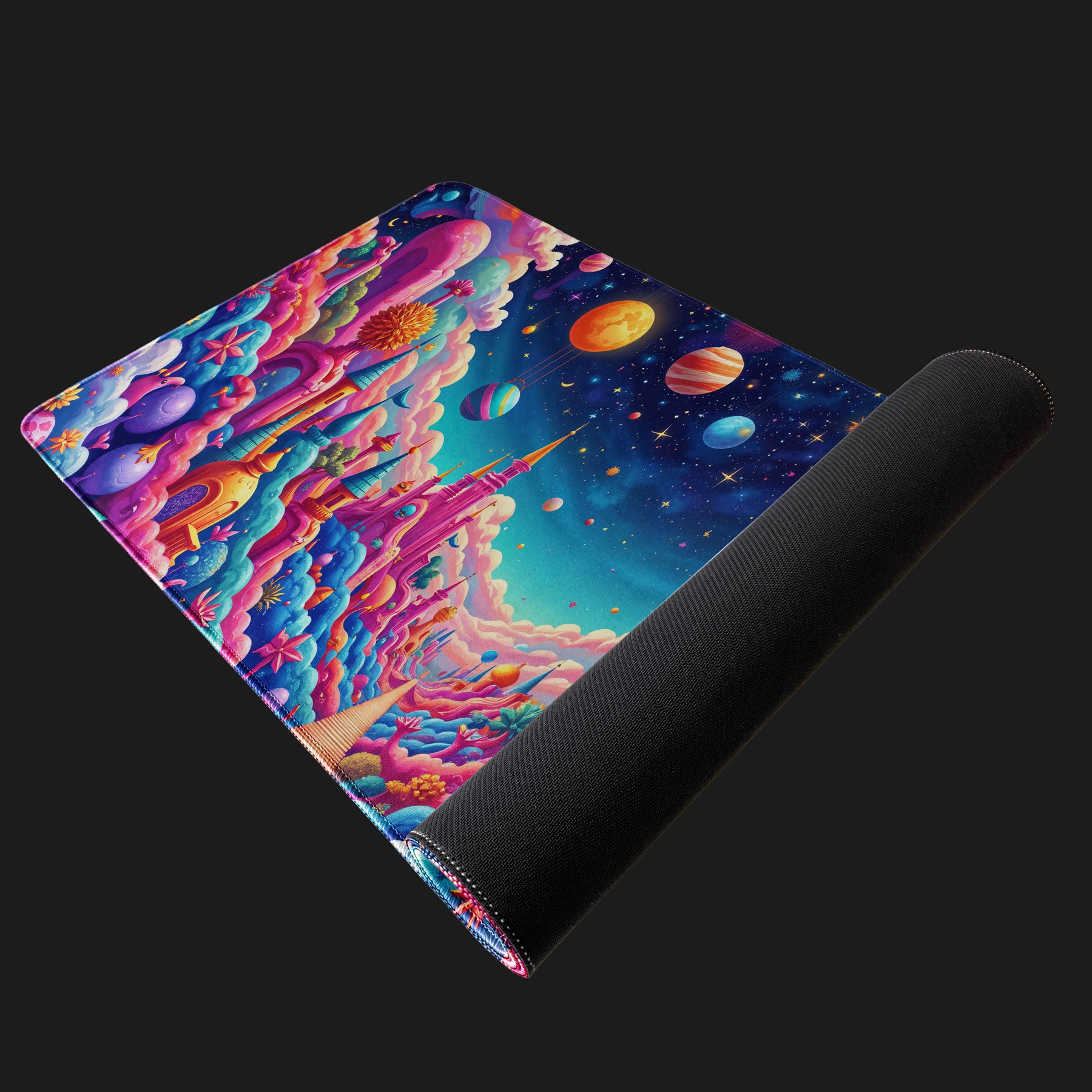 Fantasy art space scene desk mat for office