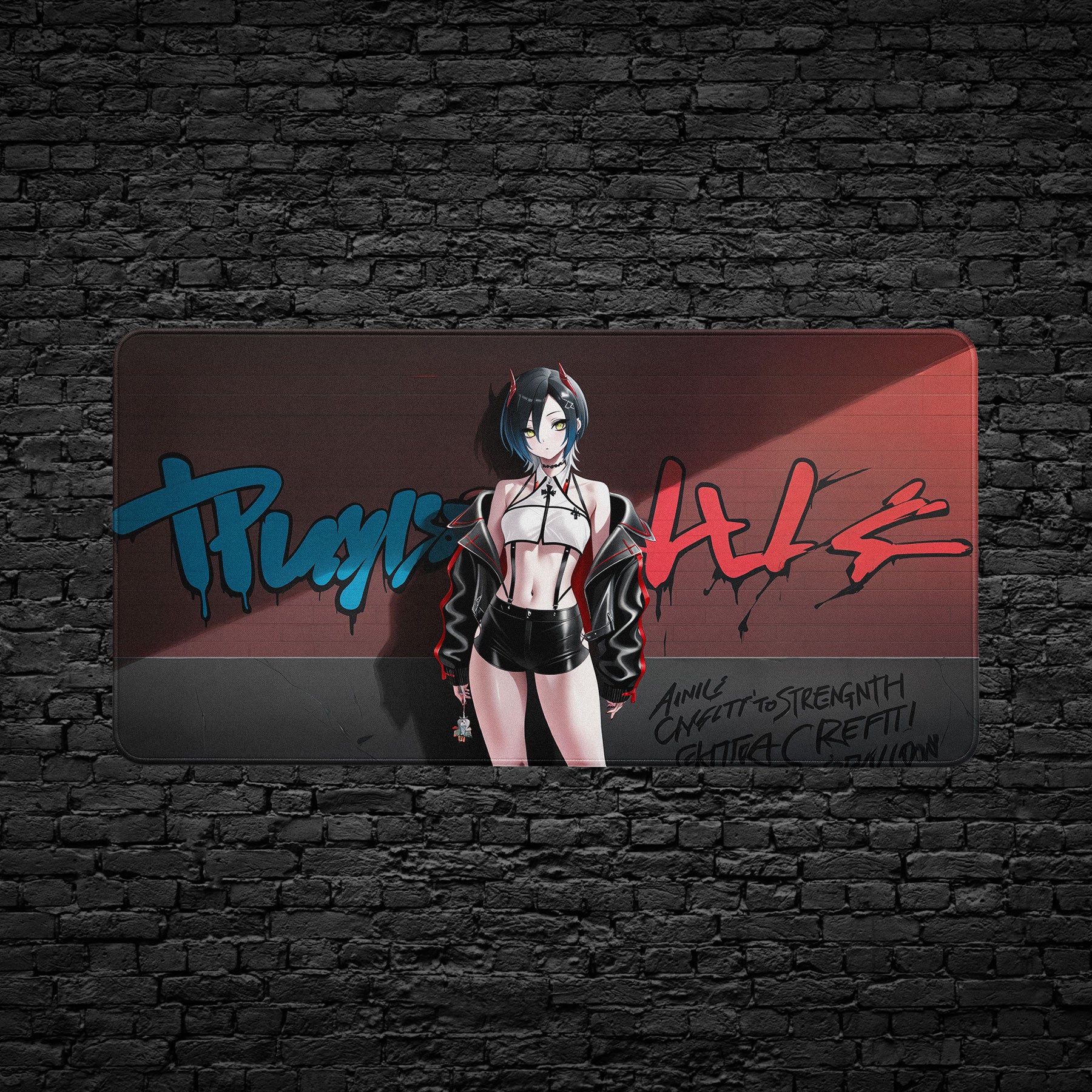 Urban graffiti wall art extended mouse pad