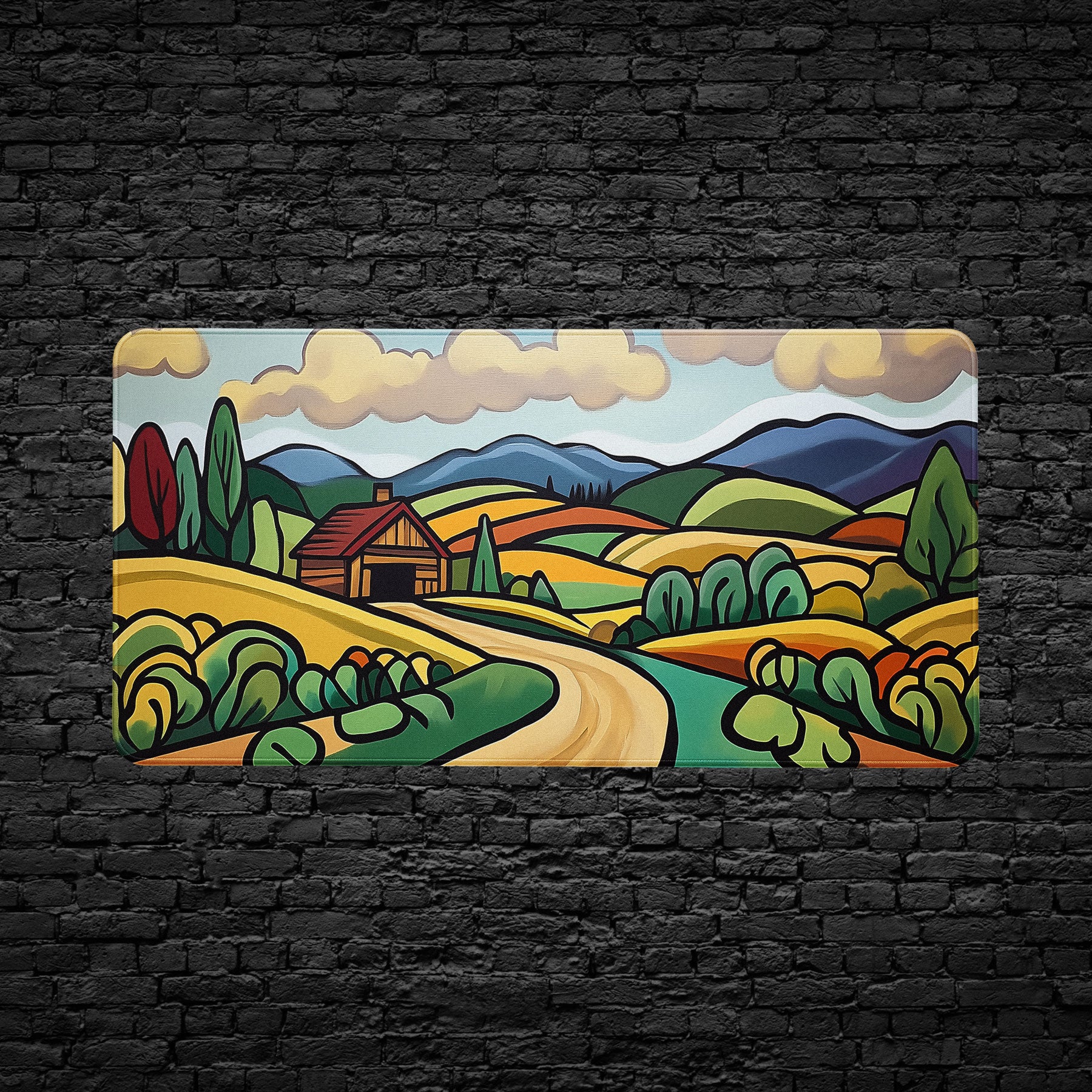 Rustic colorful landscape desk pad