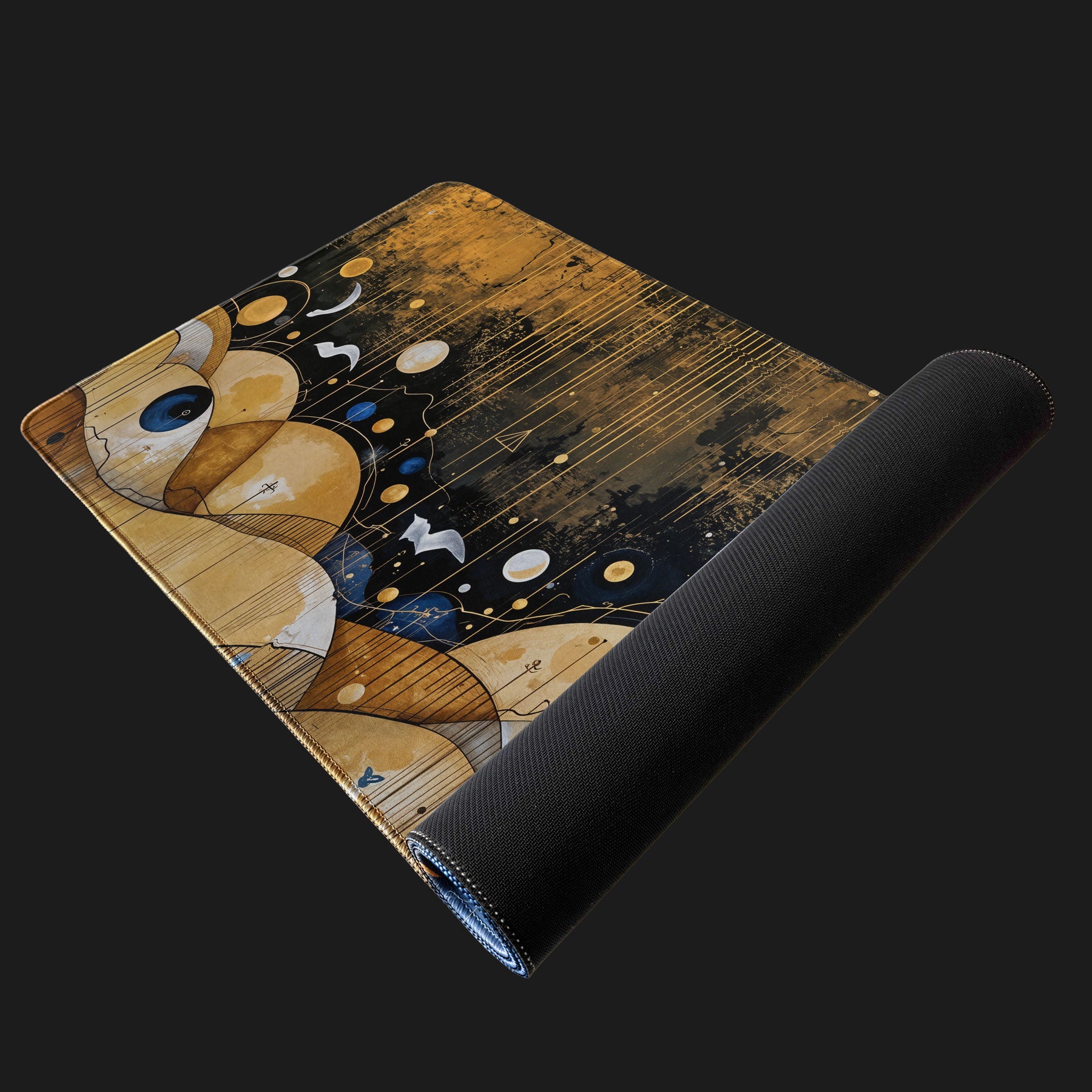 Modern abstract art desk pad with celestial theme