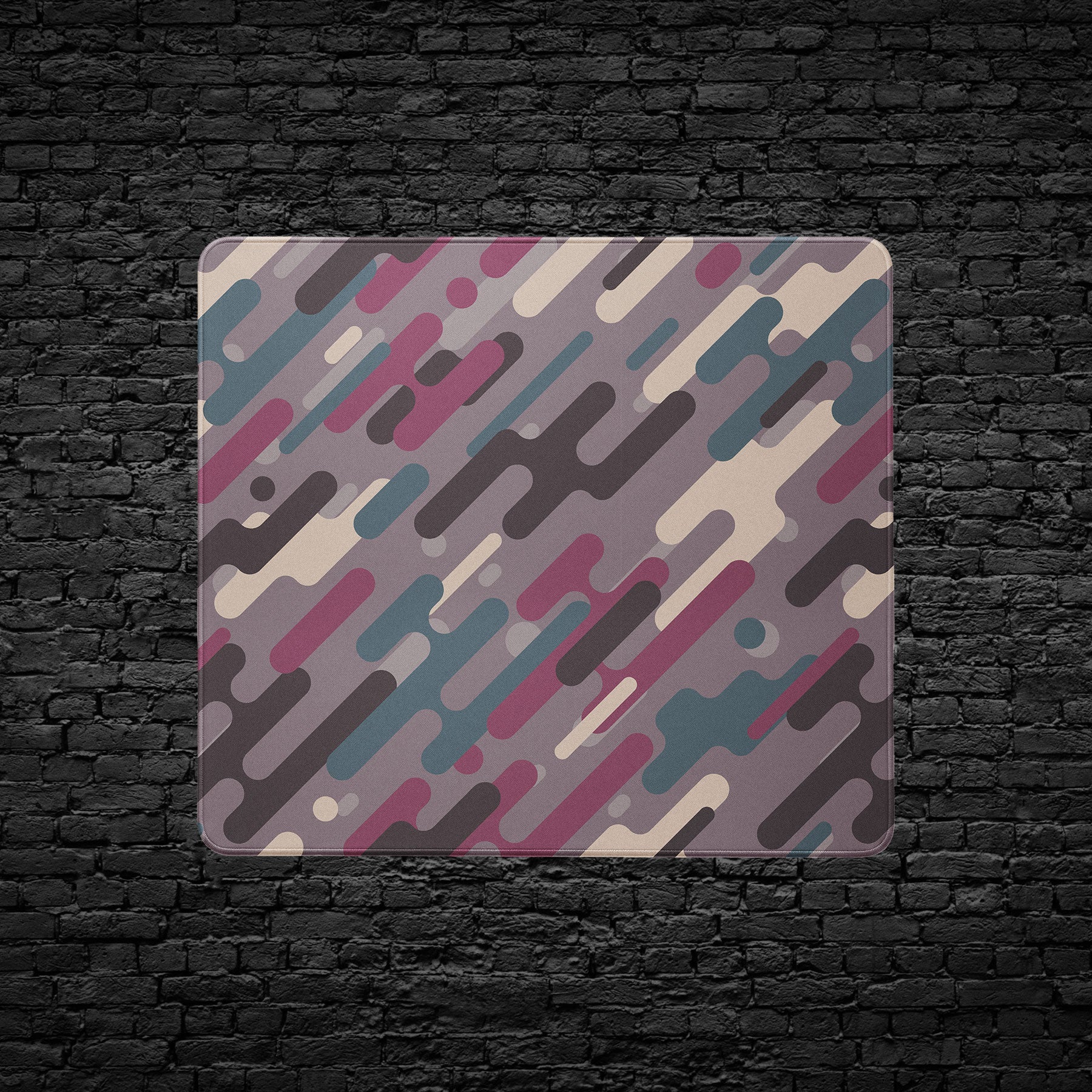 Extended desk pad with contemporary abstract artwork