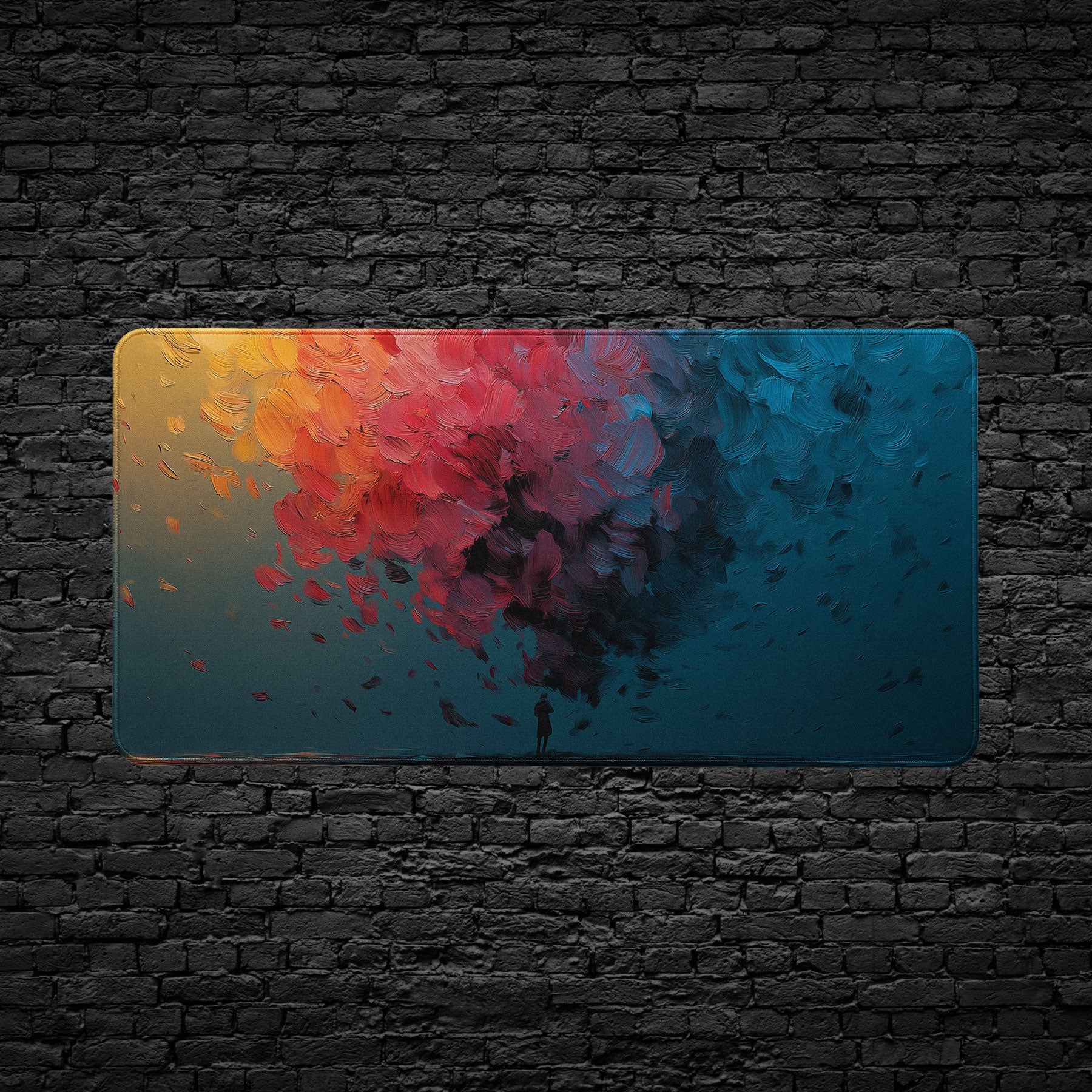 Abstract Color Explosion Desk Mat – Large Extended Mouse Pad with Artistic Brush Stroke Design