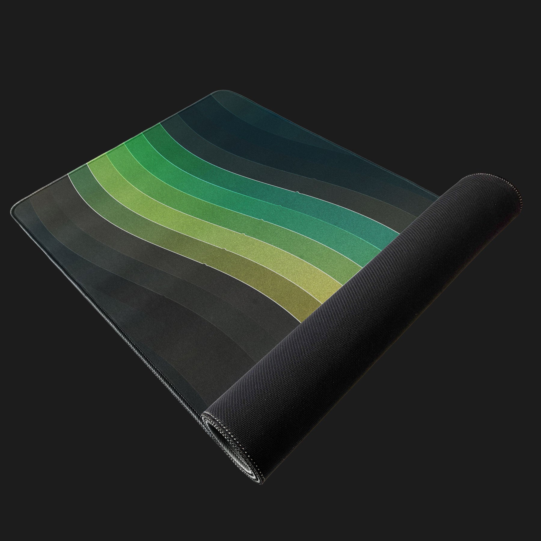 Minimalist abstract gradient desk pad with black background