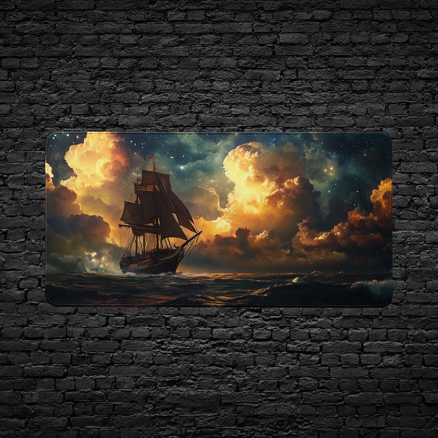 Ocean waves and sailing vessel desk mat for gamers and professionals