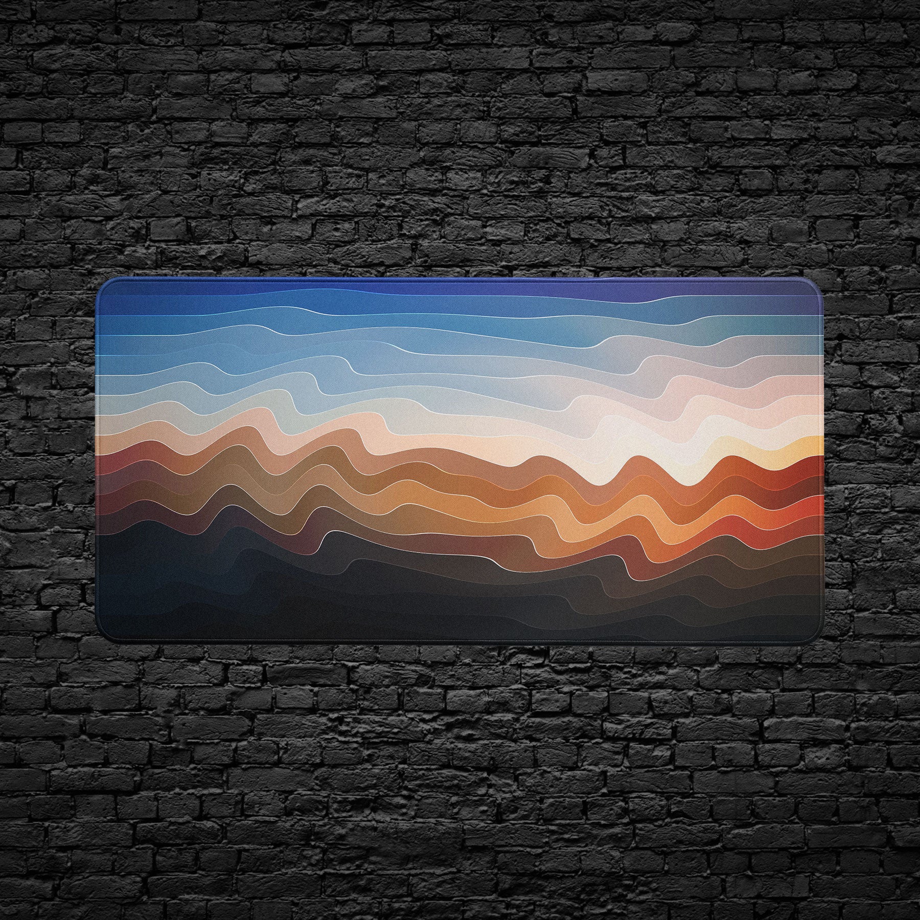 Modern extended mouse pad with layered horizon design