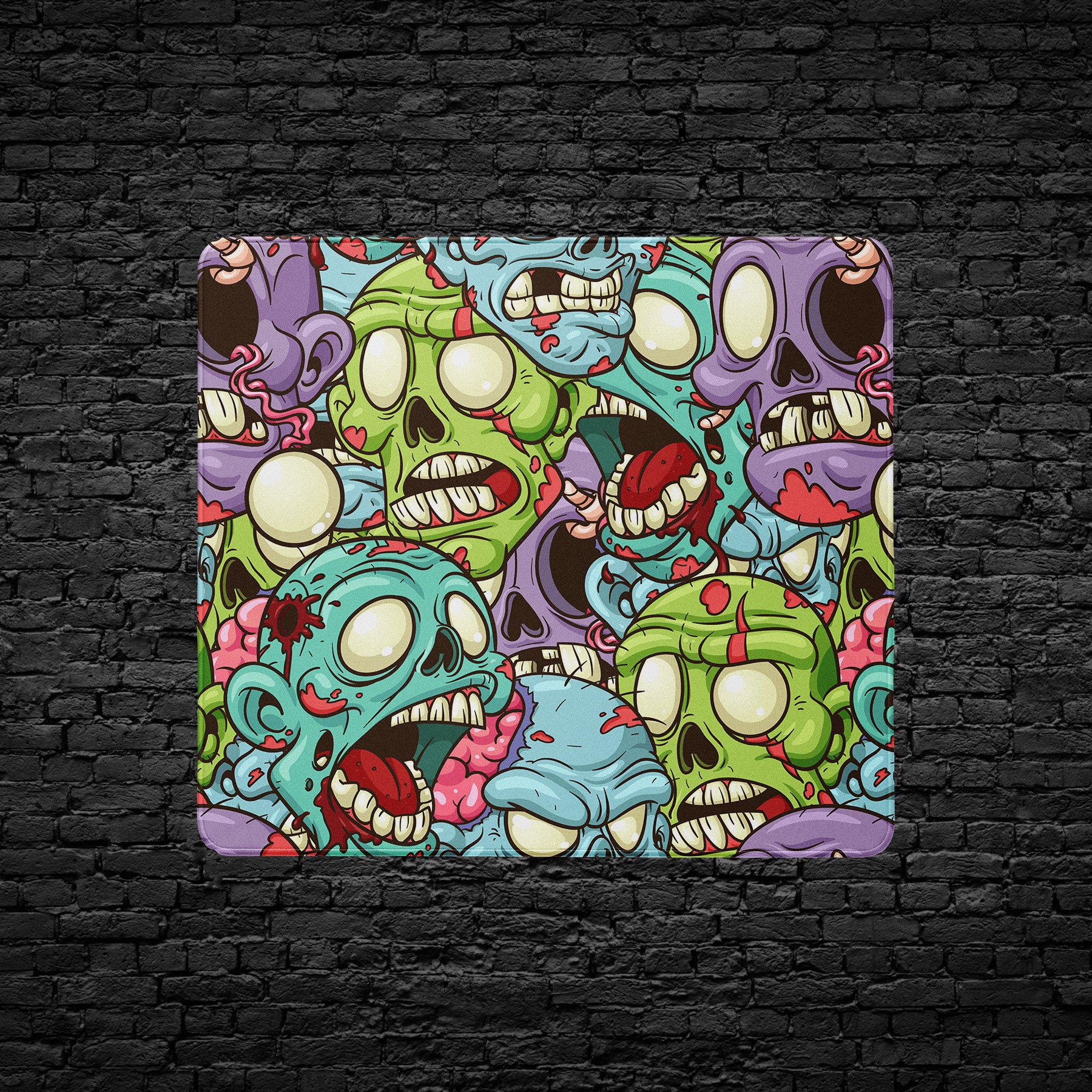 Zombie Horde Extended Desk Mat – Horror Cartoon Skull Design Mouse Pad