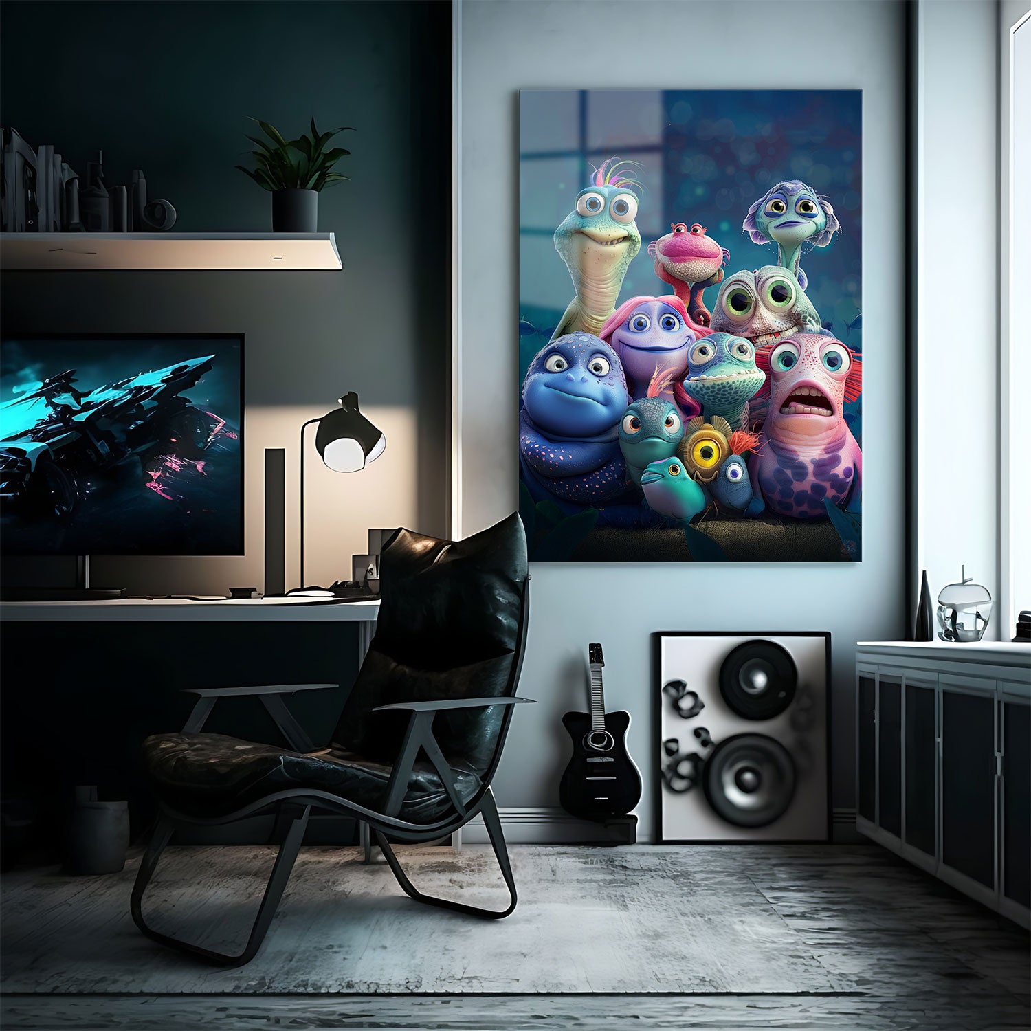 A delightful and vibrant gathering of whimsical sea creatures, each with unique expressions and colorful personalities.