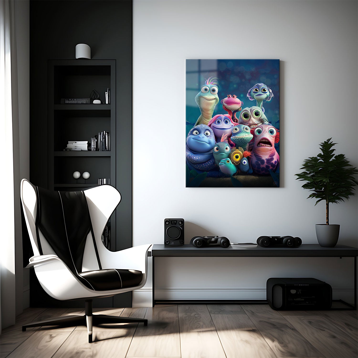 This digital art piece captures the charm and diversity of underwater life, bringing together a cast of quirky aquatic characters with wide-eyed wonder and playful smiles.