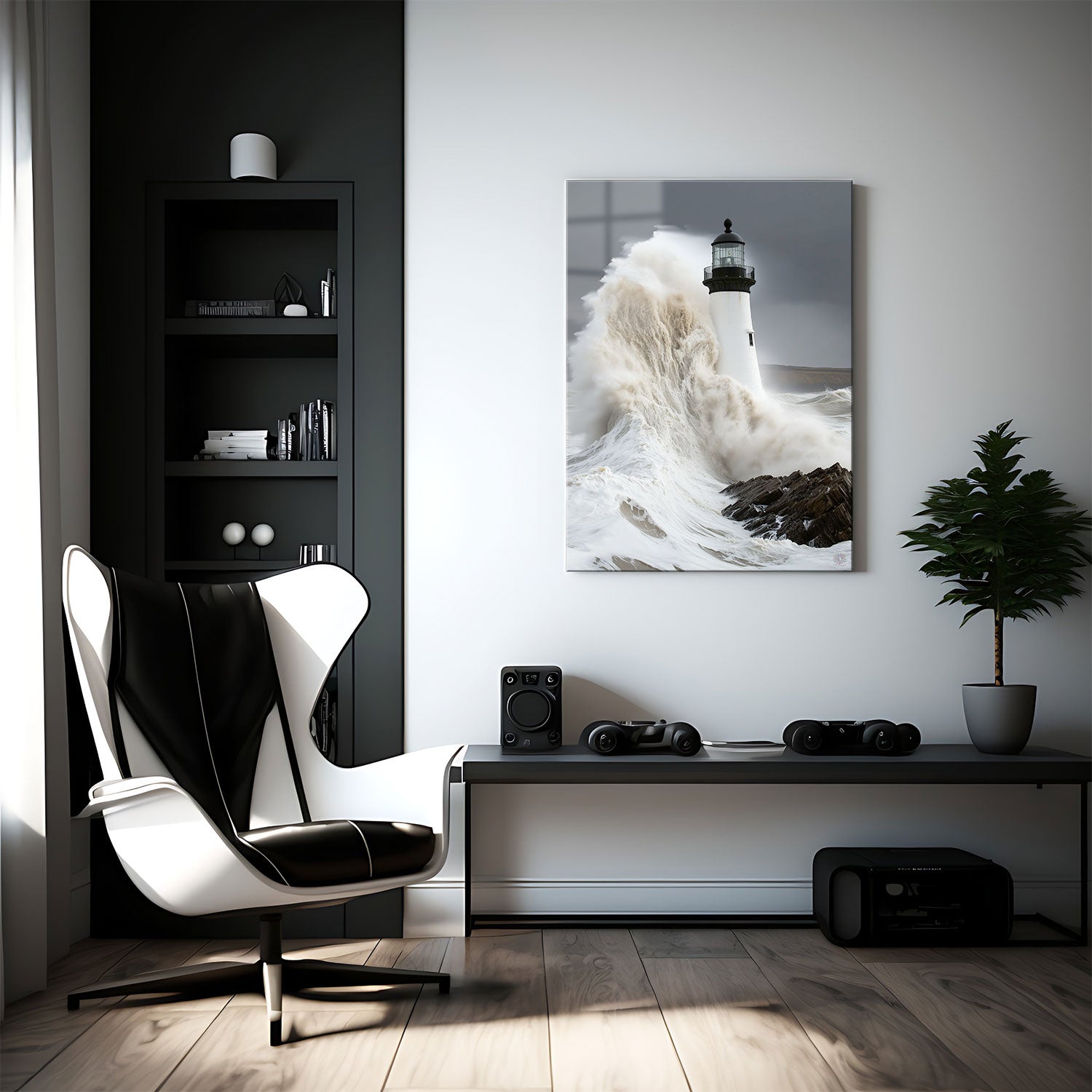 This stunning artwork captures the raw energy of nature and the enduring strength of human-made structures, offering a mesmerizing and dynamic focal point for any space.