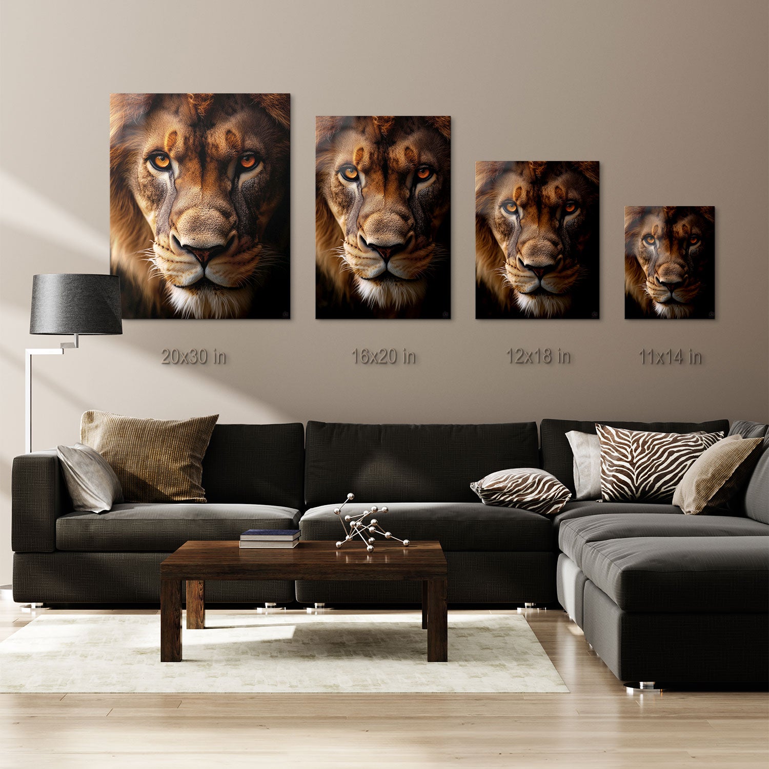 Every strand of fur is rendered with precision, highlighting the lion's strength and regal presence.