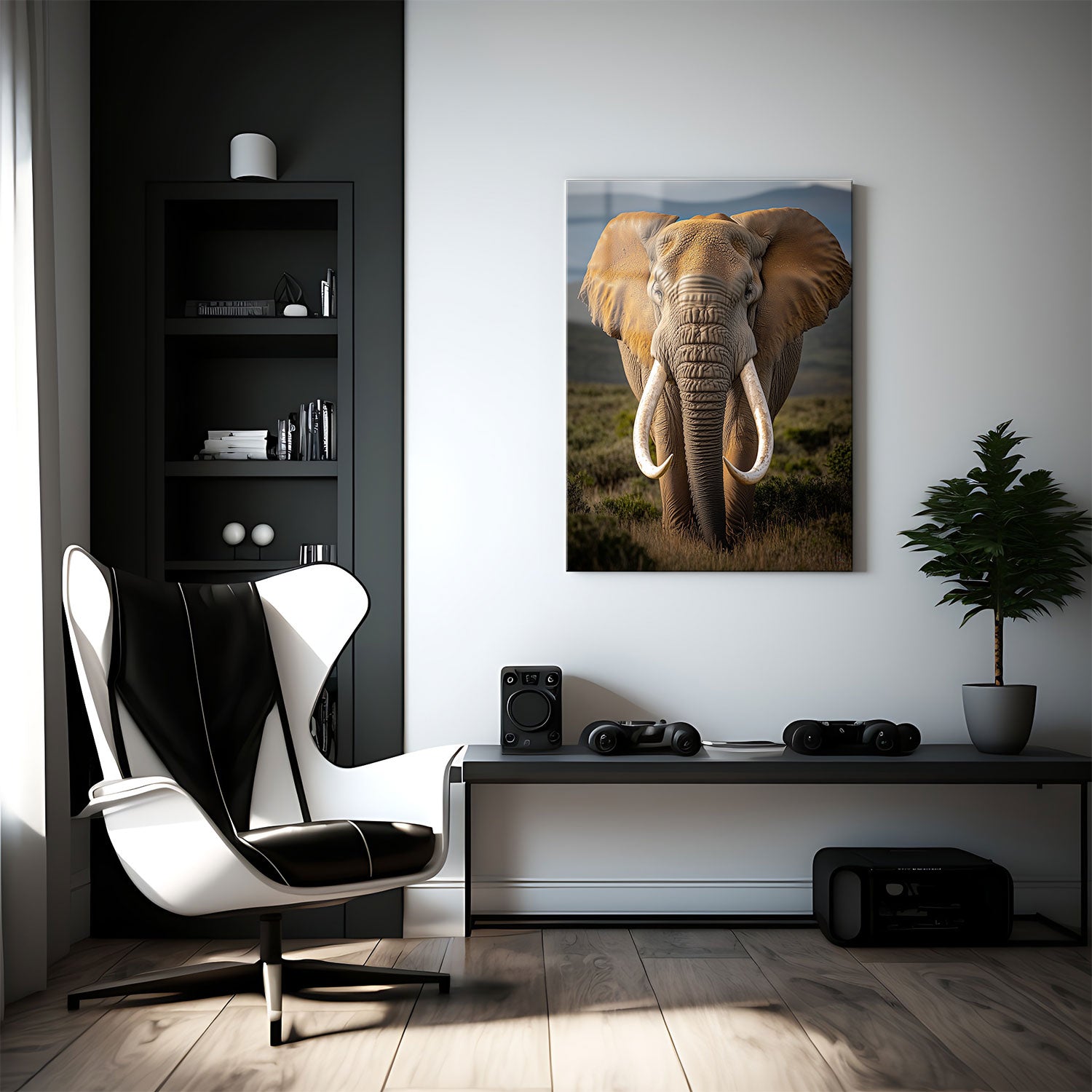 The intricate details of its textured skin and weathered tusks reveal a lifetime of resilience, while its steady gaze commands respect and admiration.