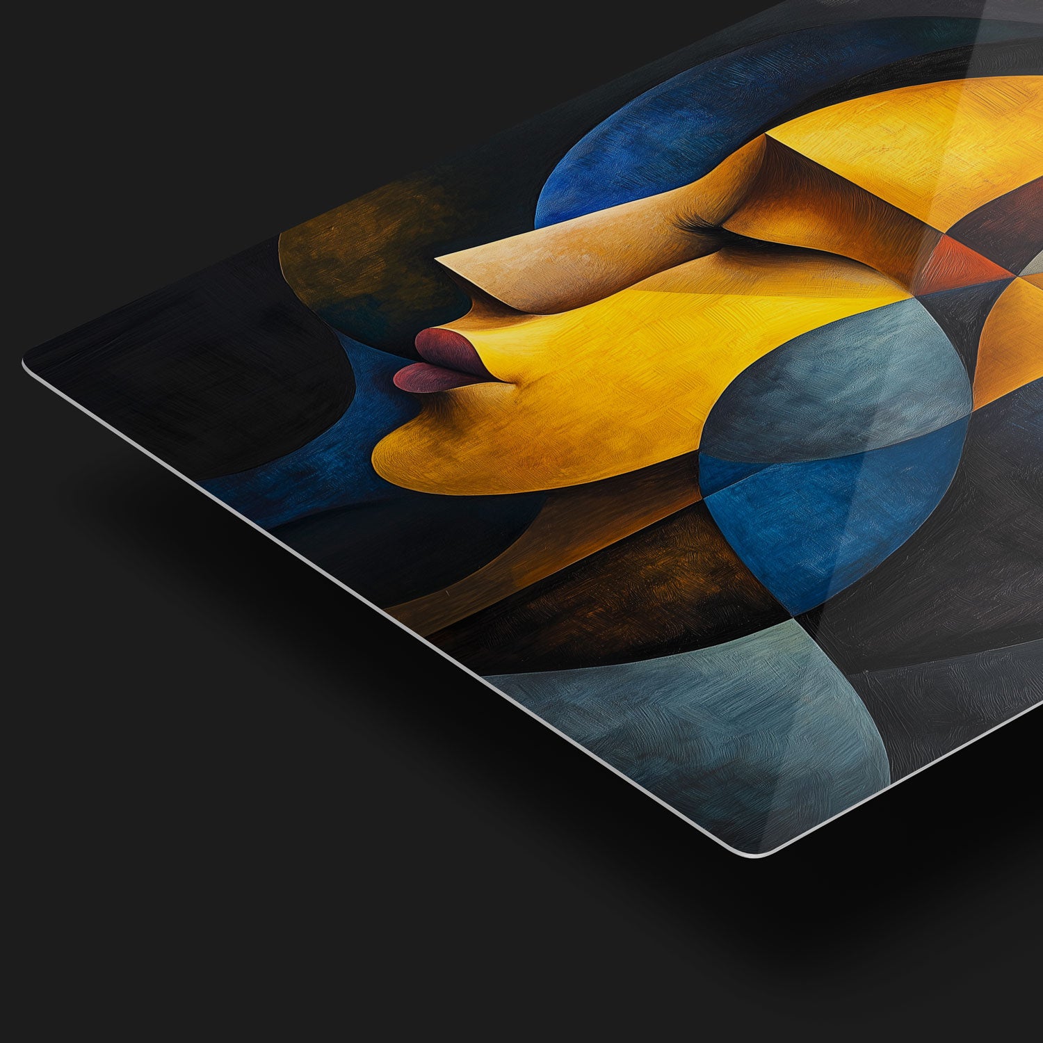 The overlapping forms and rich textures invite viewers to explore the depths of emotion and tranquility portrayed in this captivating artwork.