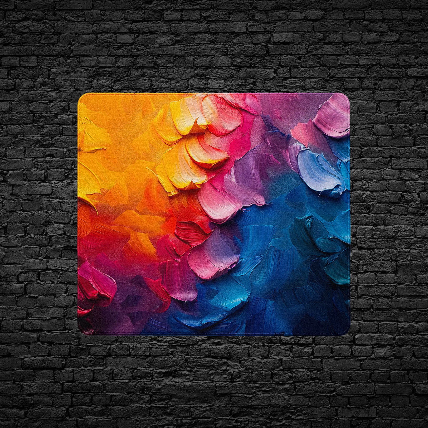 Artistic desk mat with bold abstract brush stroke patterns 18in x 16in