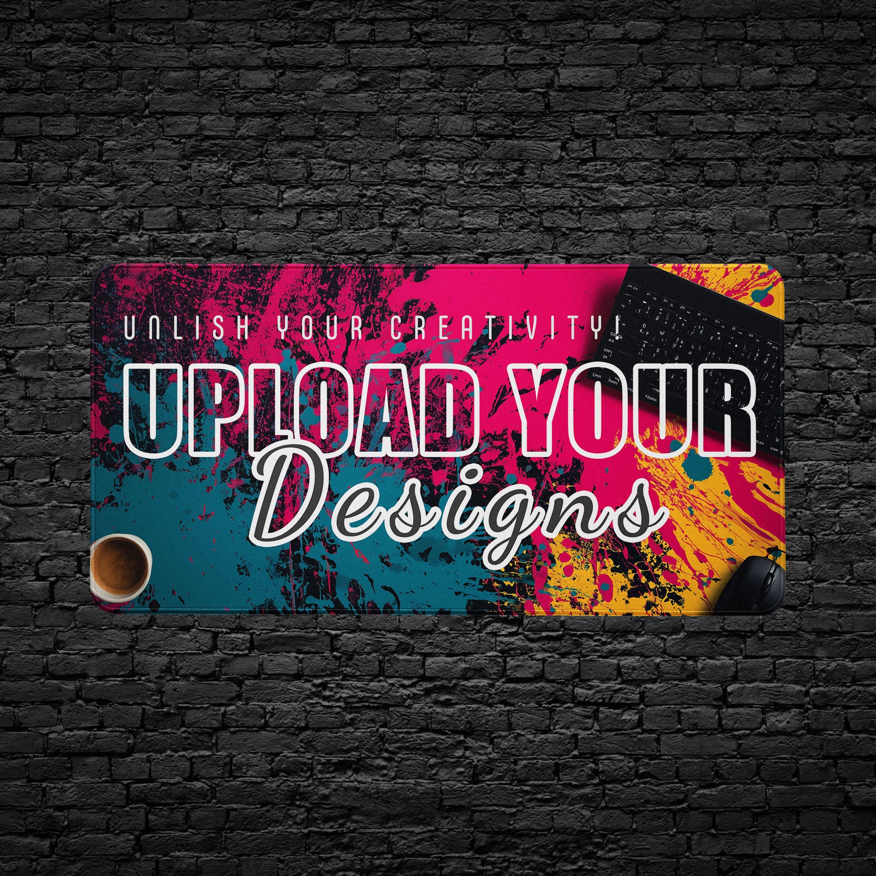 Custom 24x12 inch desk mat with personalized design.