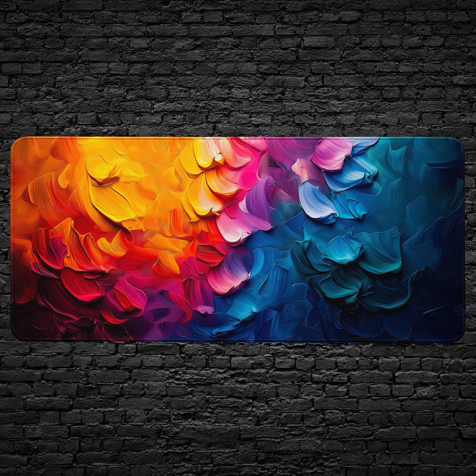 Vibrant gaming mouse pad with multicolor abstract painting style