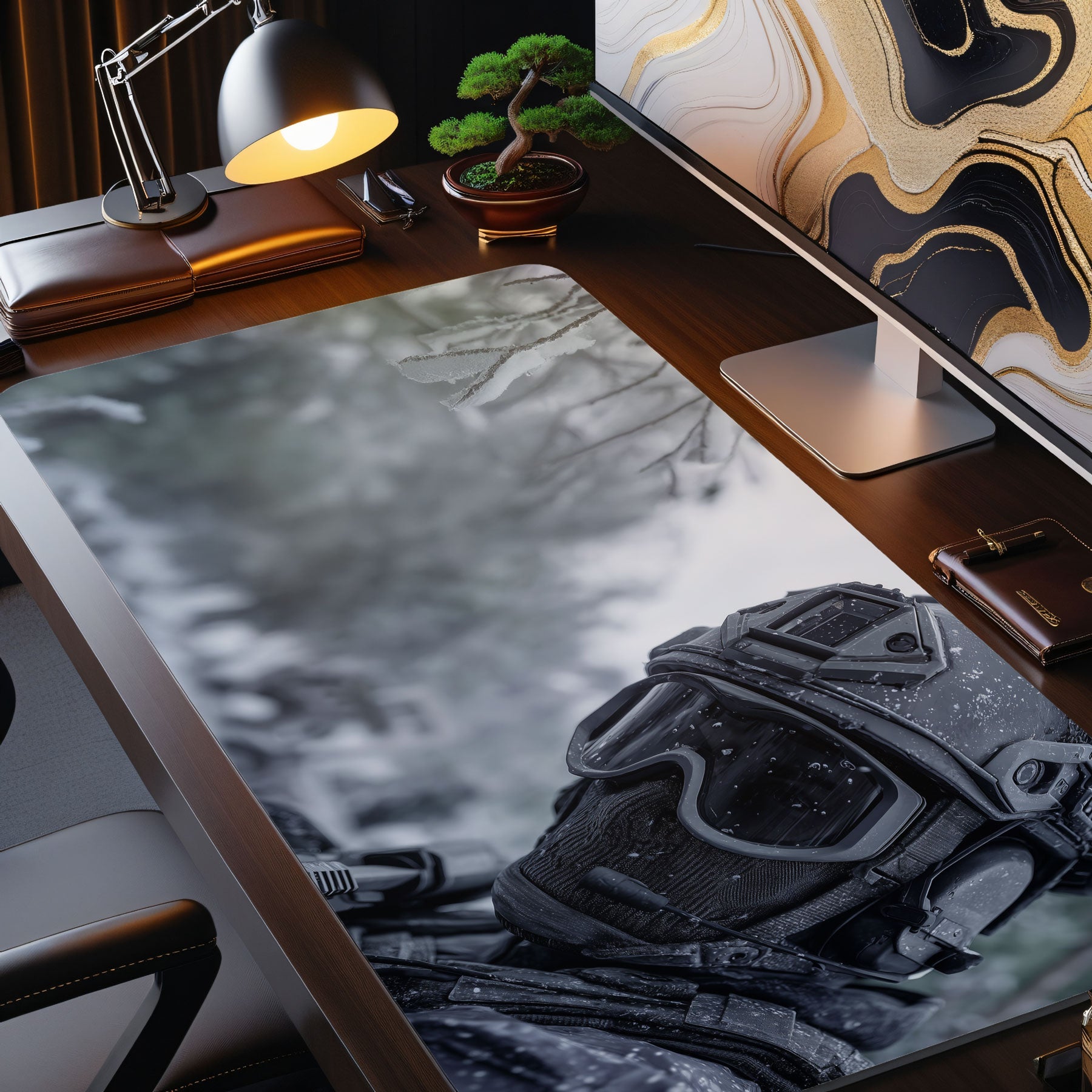 Large desk mat with military tactical operator artwork design