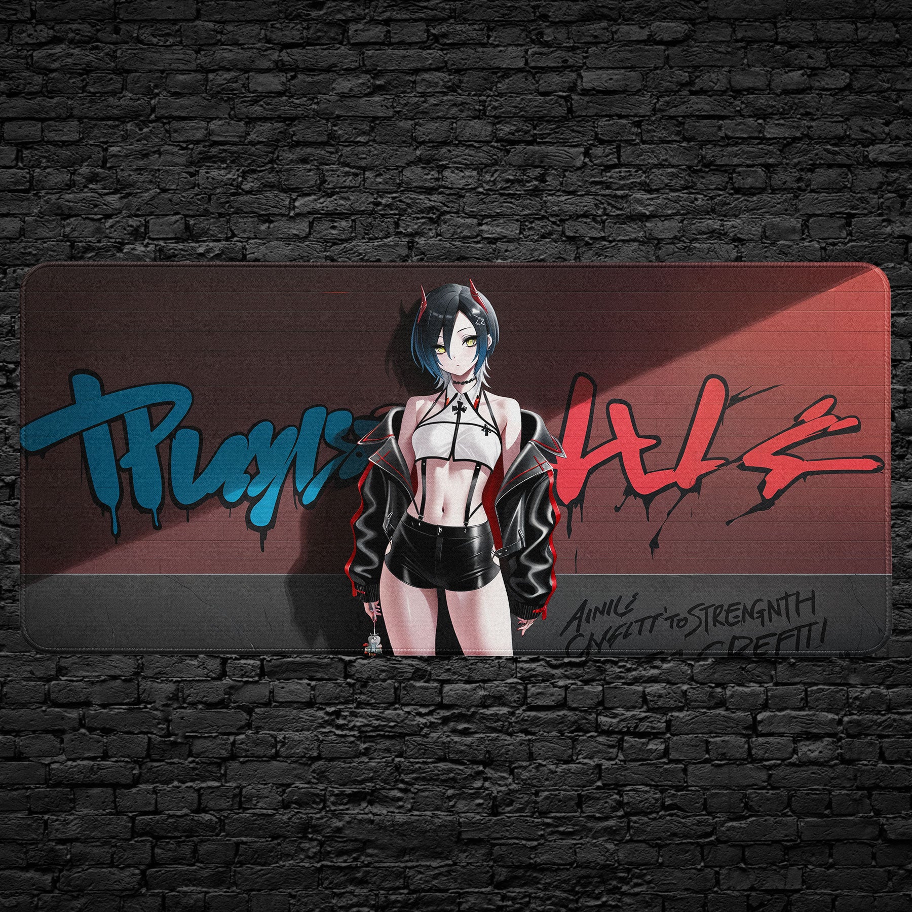 Anime streetwear girl with graffiti desk mat