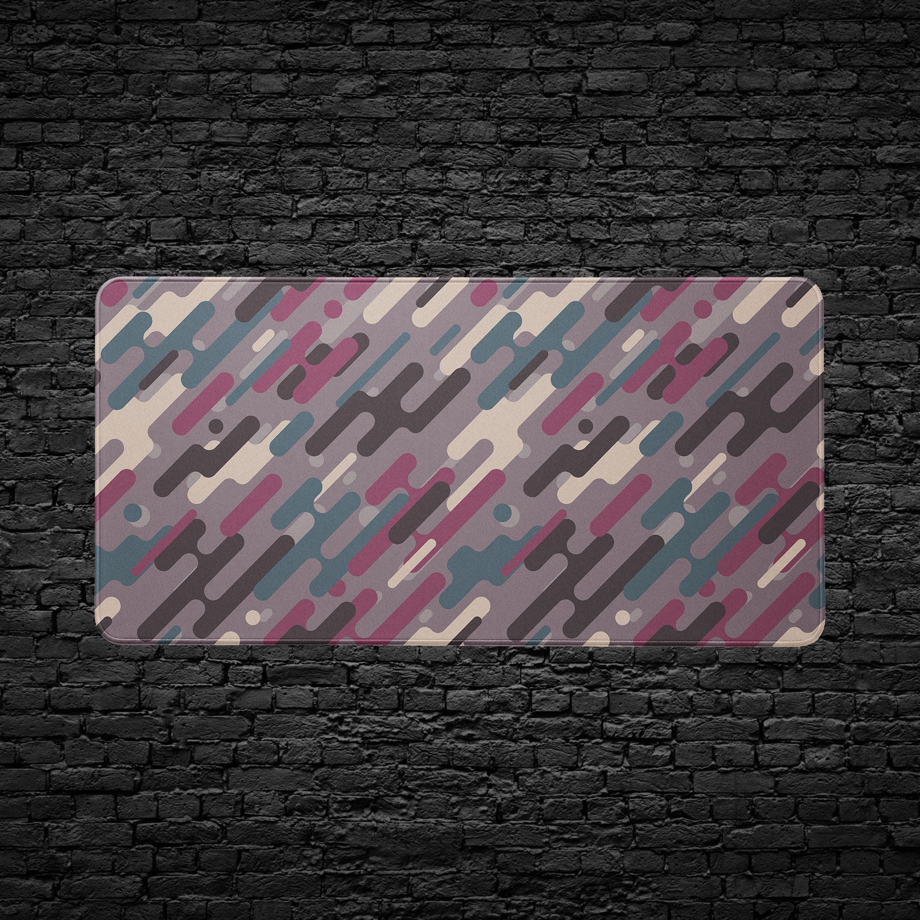 Large mouse pad with burgundy, teal, and cream design