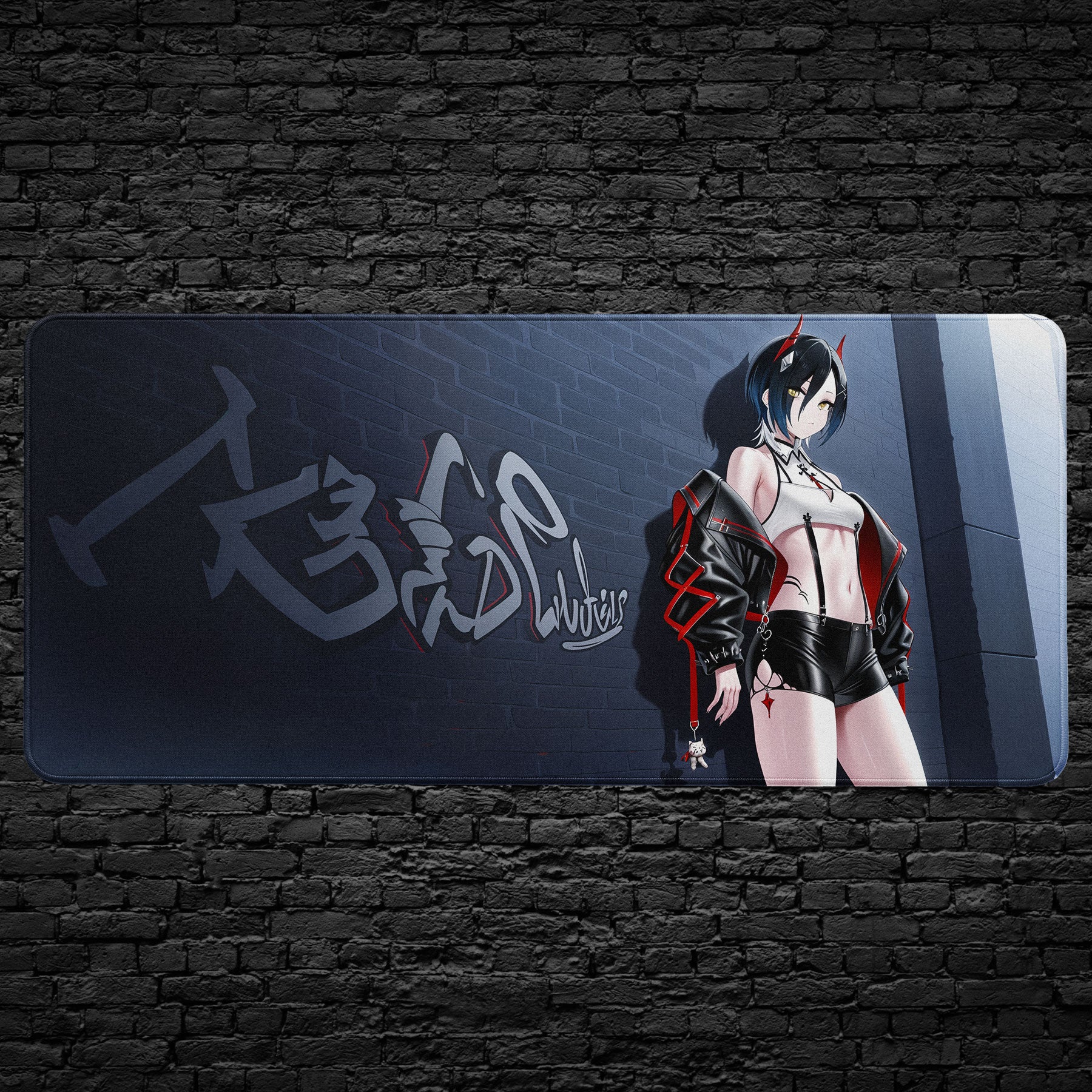Anime street style desk mat with graffiti wall